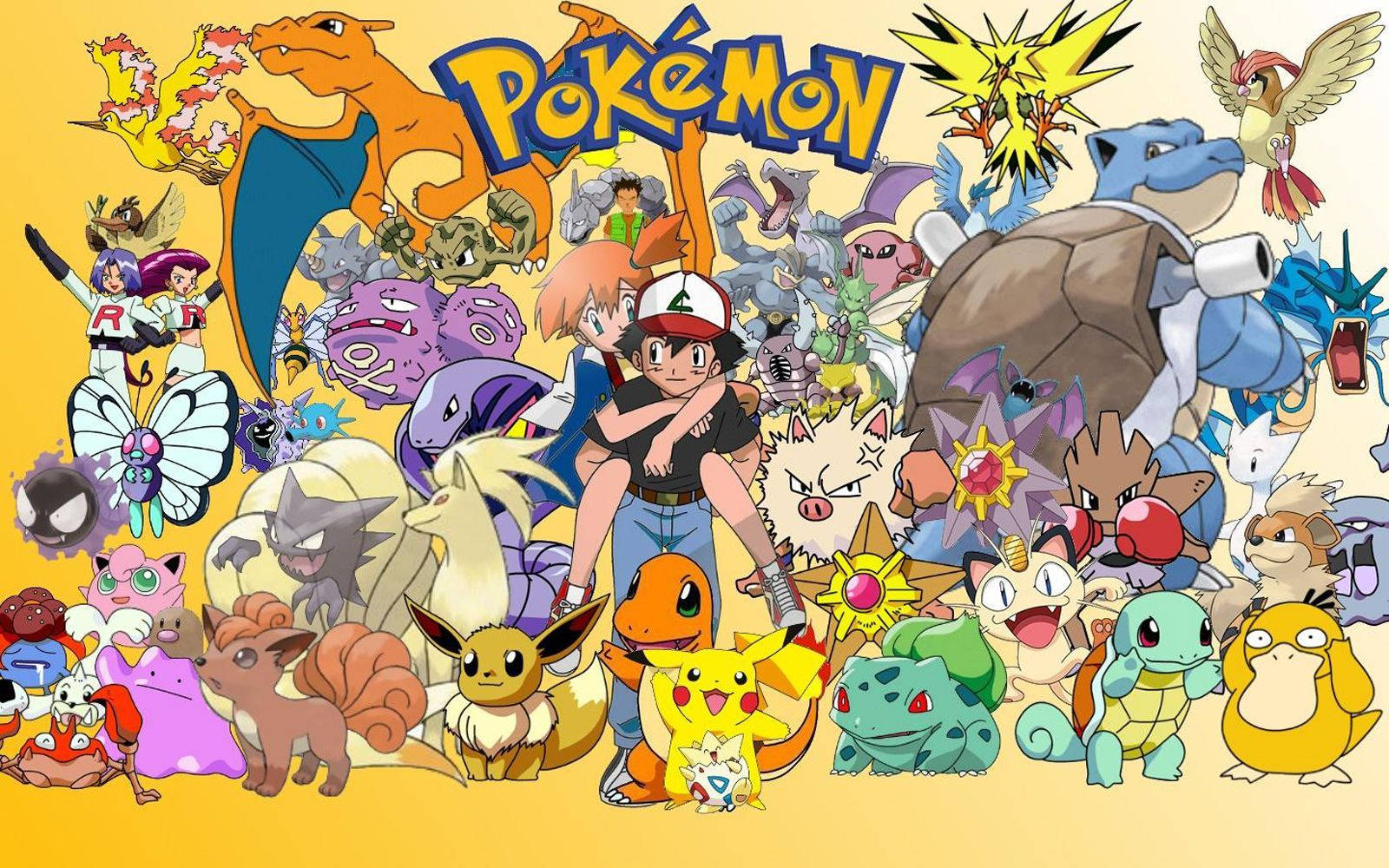 Ash Ketchum en Misty verken die wêreld van Pokémon Muurpapier