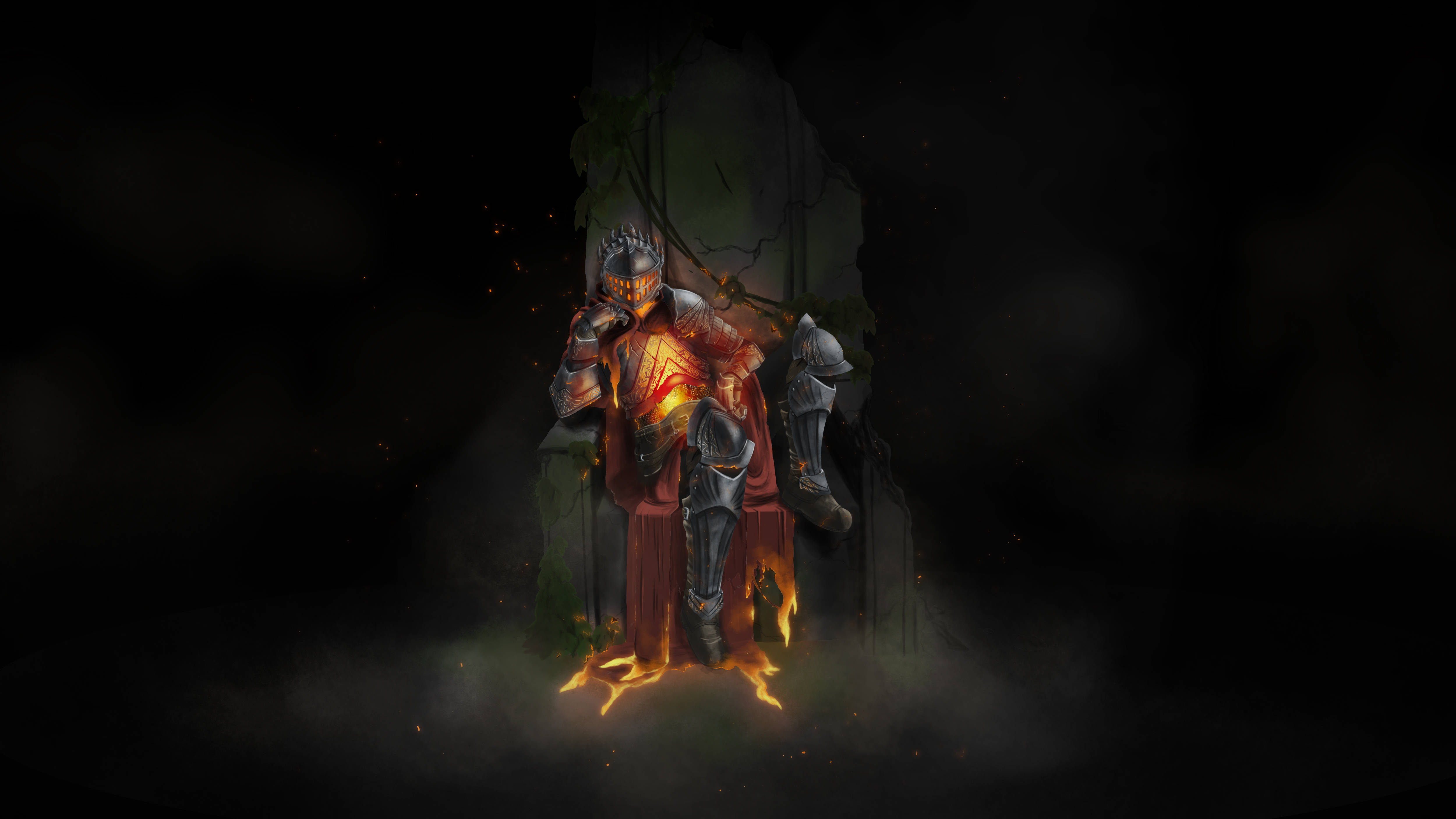 Ashen Dark Souls III Donker 4K Muurpapier