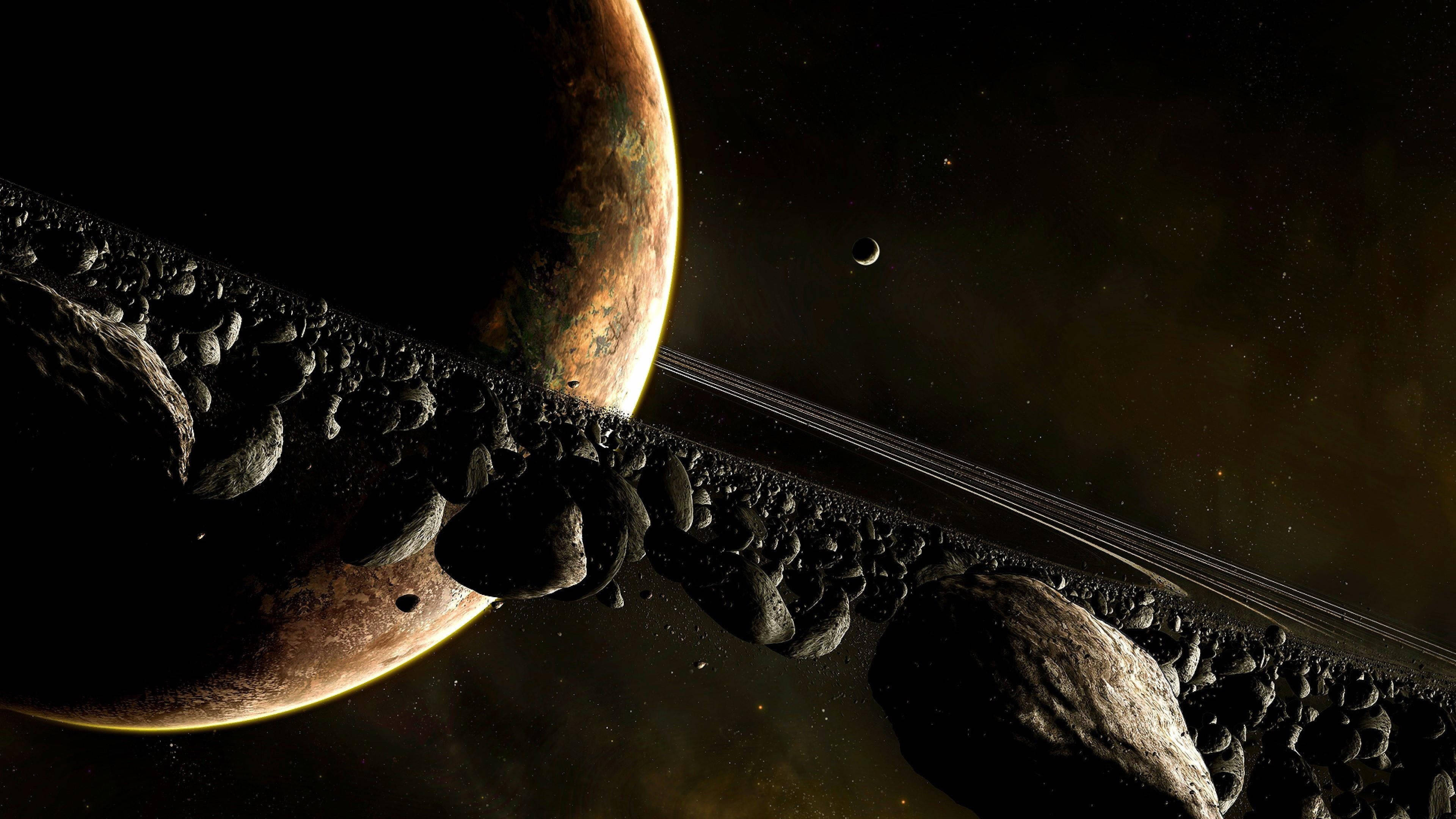 Asteroïde Saturnus 4K Muurpapier