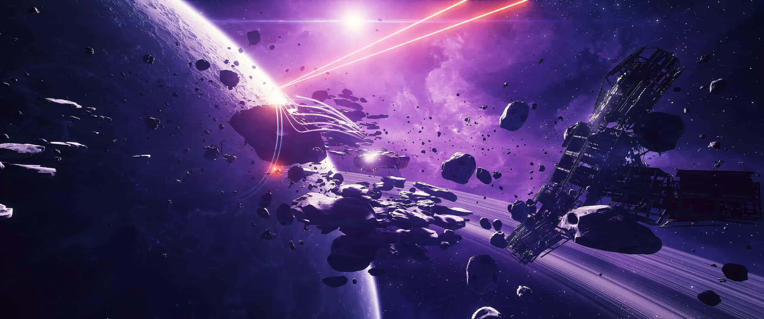 Asteroïde wat Planeet tref Beweging Muurpapier