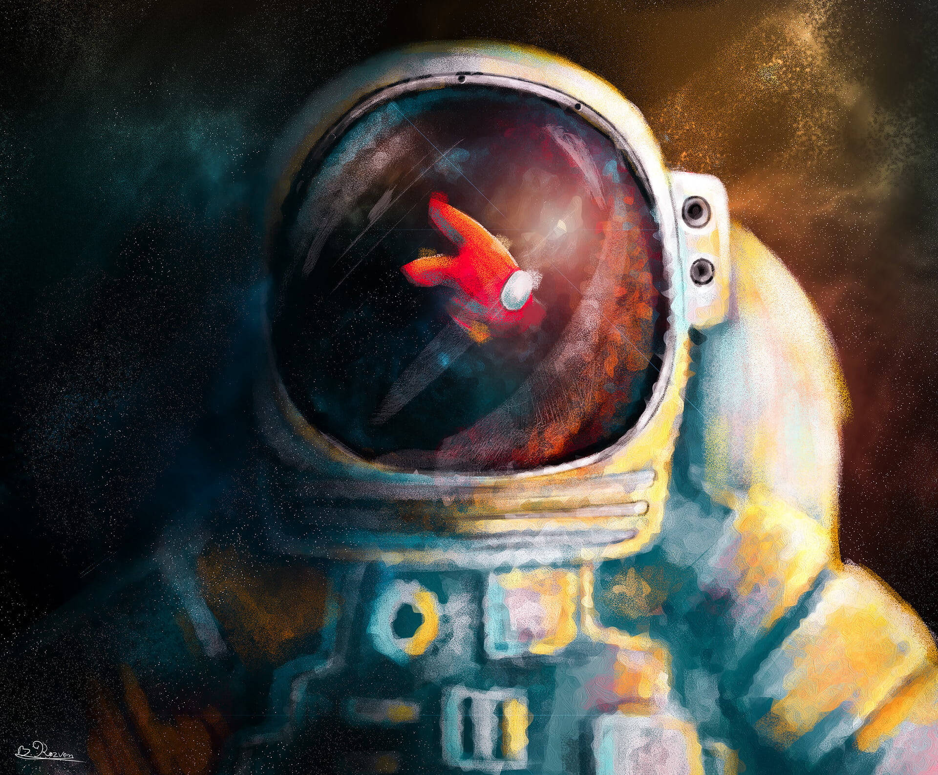 Astronaut Estetiek Onder Ons Muurpapier