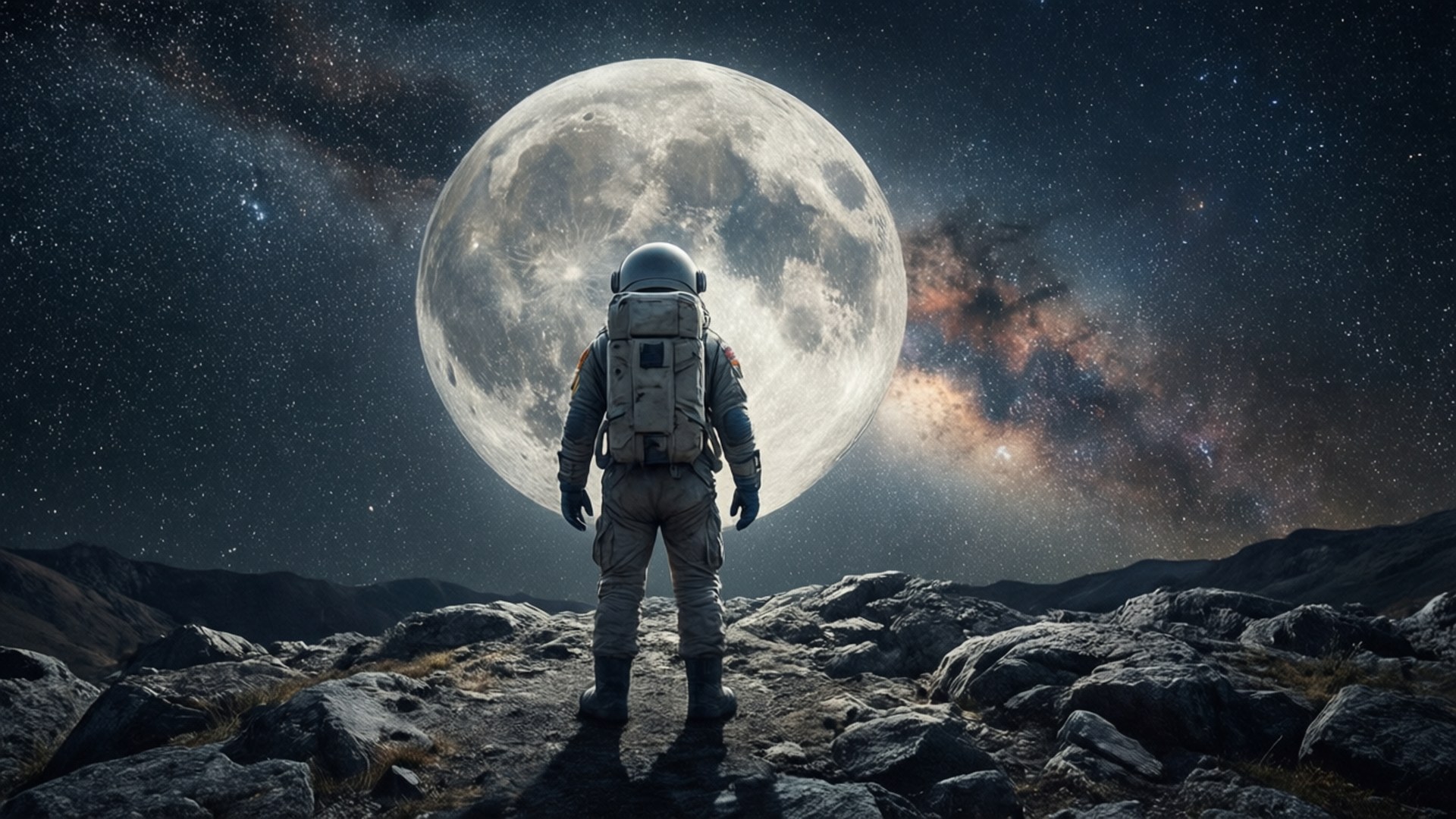 Astronaut se Maanblik Muurpapier