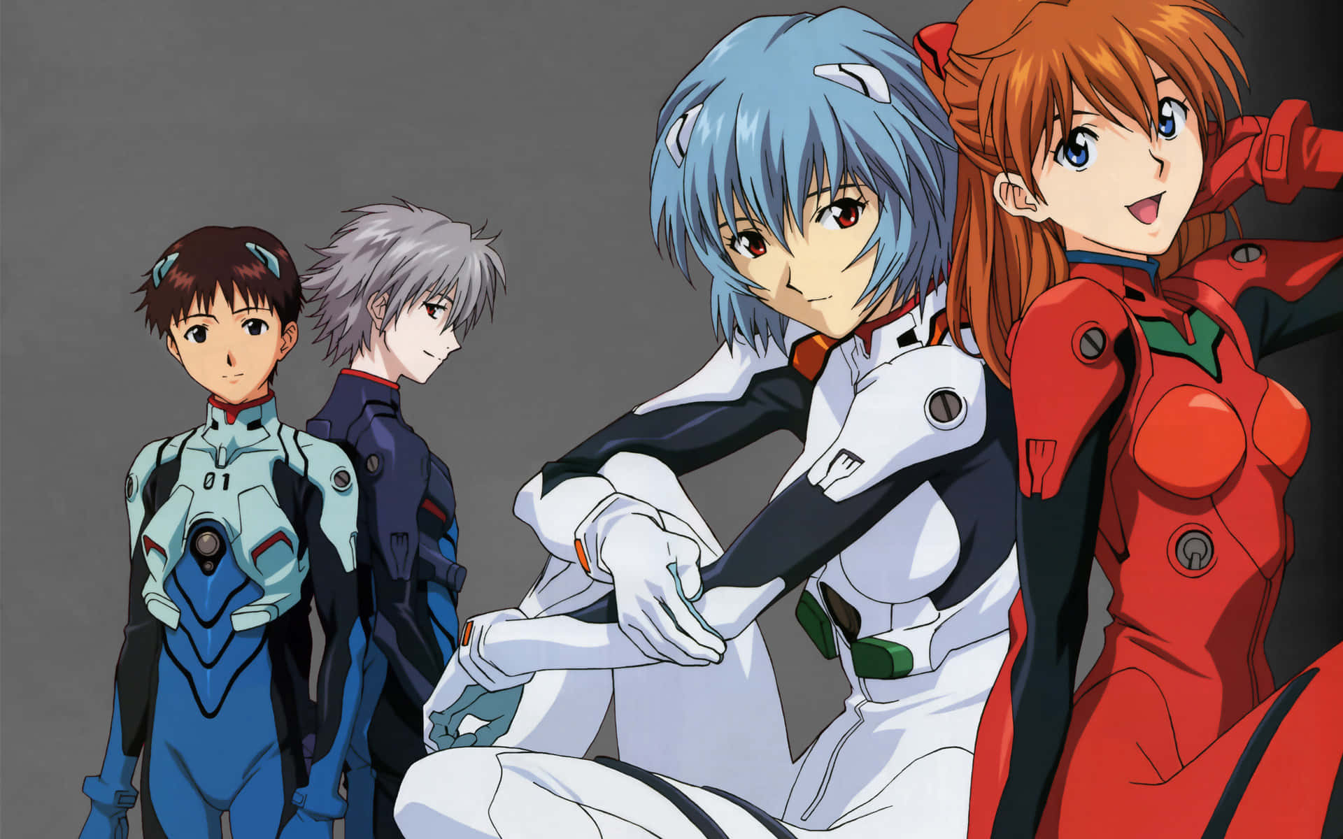 Asuka en Shinji, twee van die mees geliefde karakters van Neon Genesis Evangelion. Muurpapier