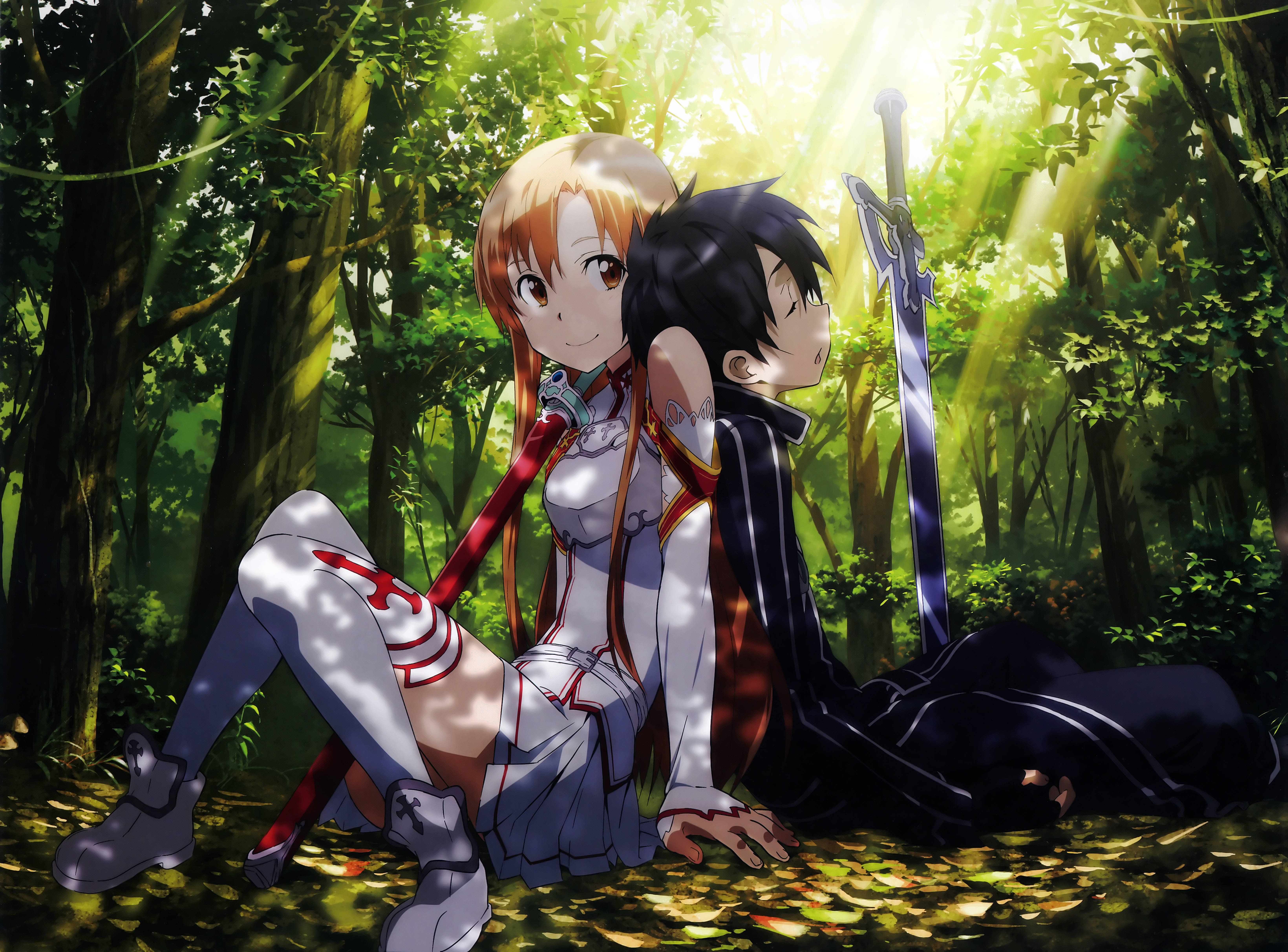 Asuna en Kirito Anime 4K Muurpapier