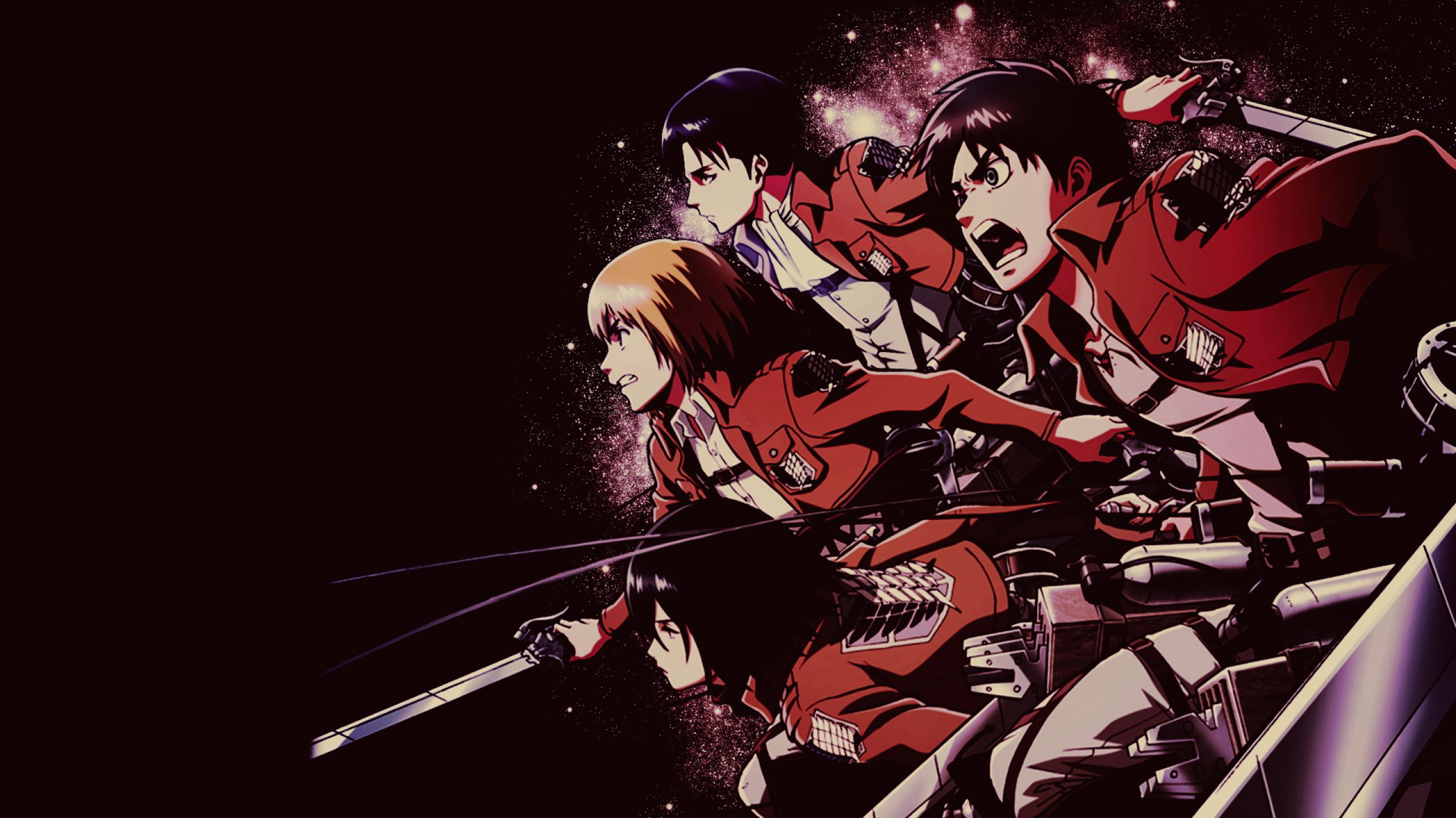 Attack On Titans 4K Swart Plakkaat Muurpapier