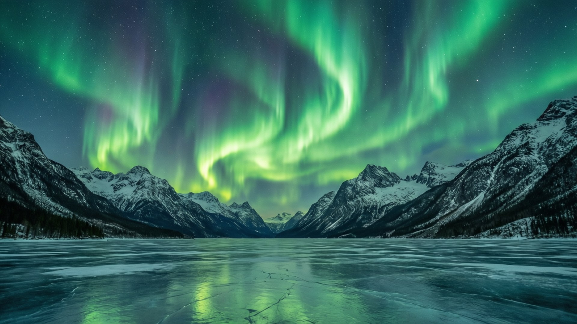 Aurora oor Sneeuberge Muurpapier
