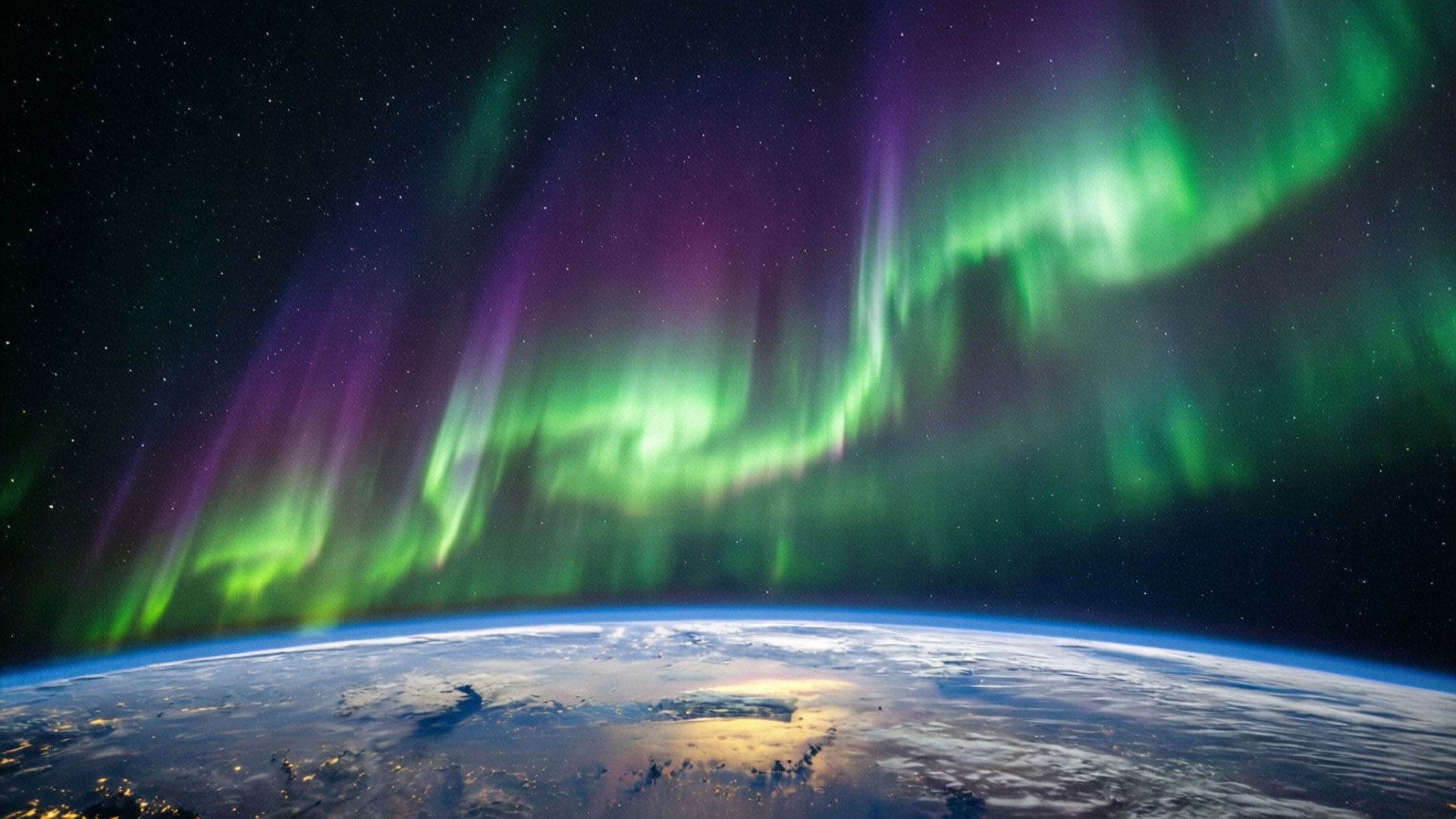 Aurora vanuit die Ruimte Muurpapier