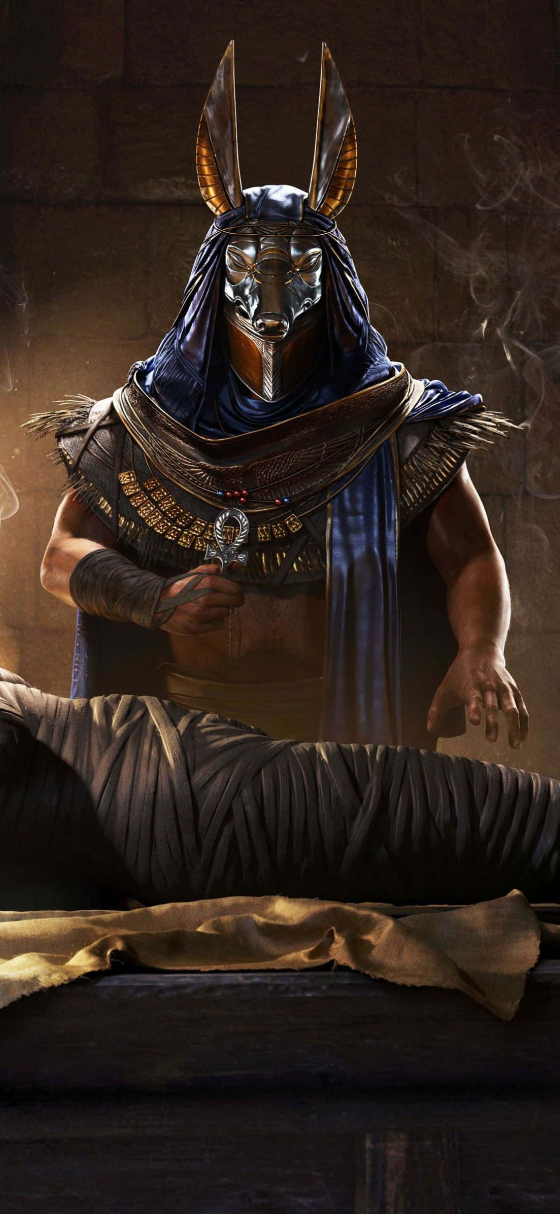 Avontuur en aksie wag met die iPhone X en Assassin's Creed Origins. Muurpapier