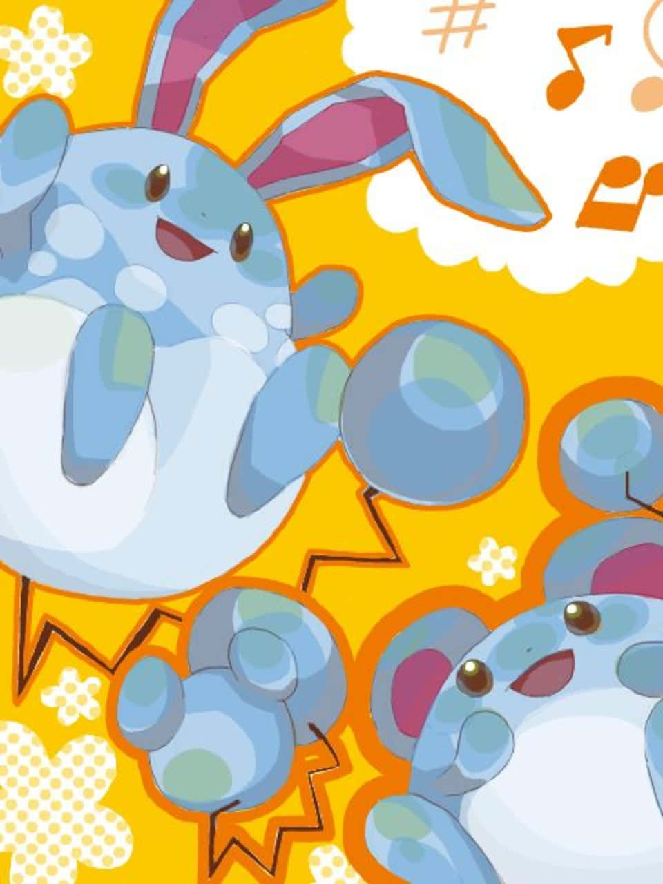 Azumarill Oranje Muurpapier