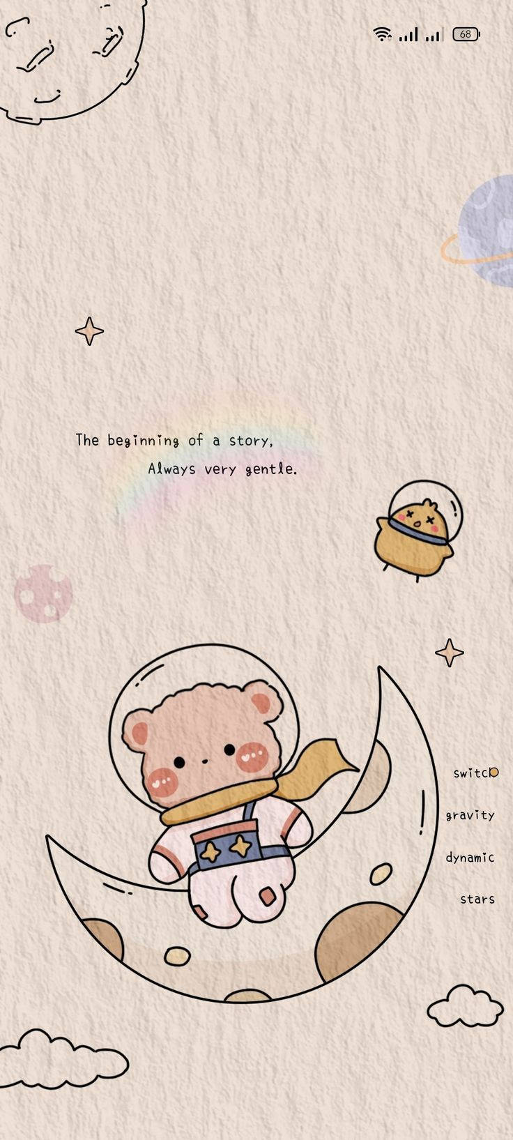 Baba Astronout Beer Beige Estetika Muurpapier