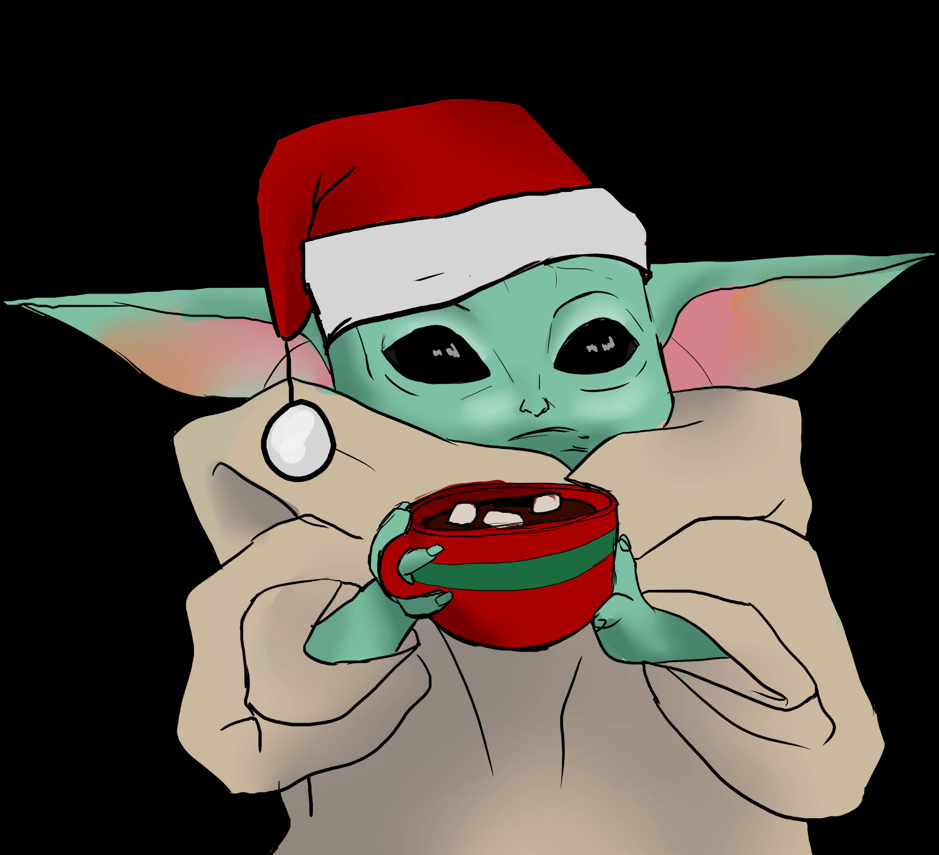 Baba Yoda met Beker vir die Vakansie Muurpapier