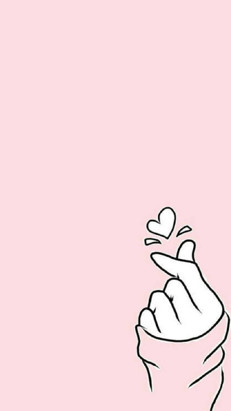 Babapienk Saranghae Vingerhart Muurpapier