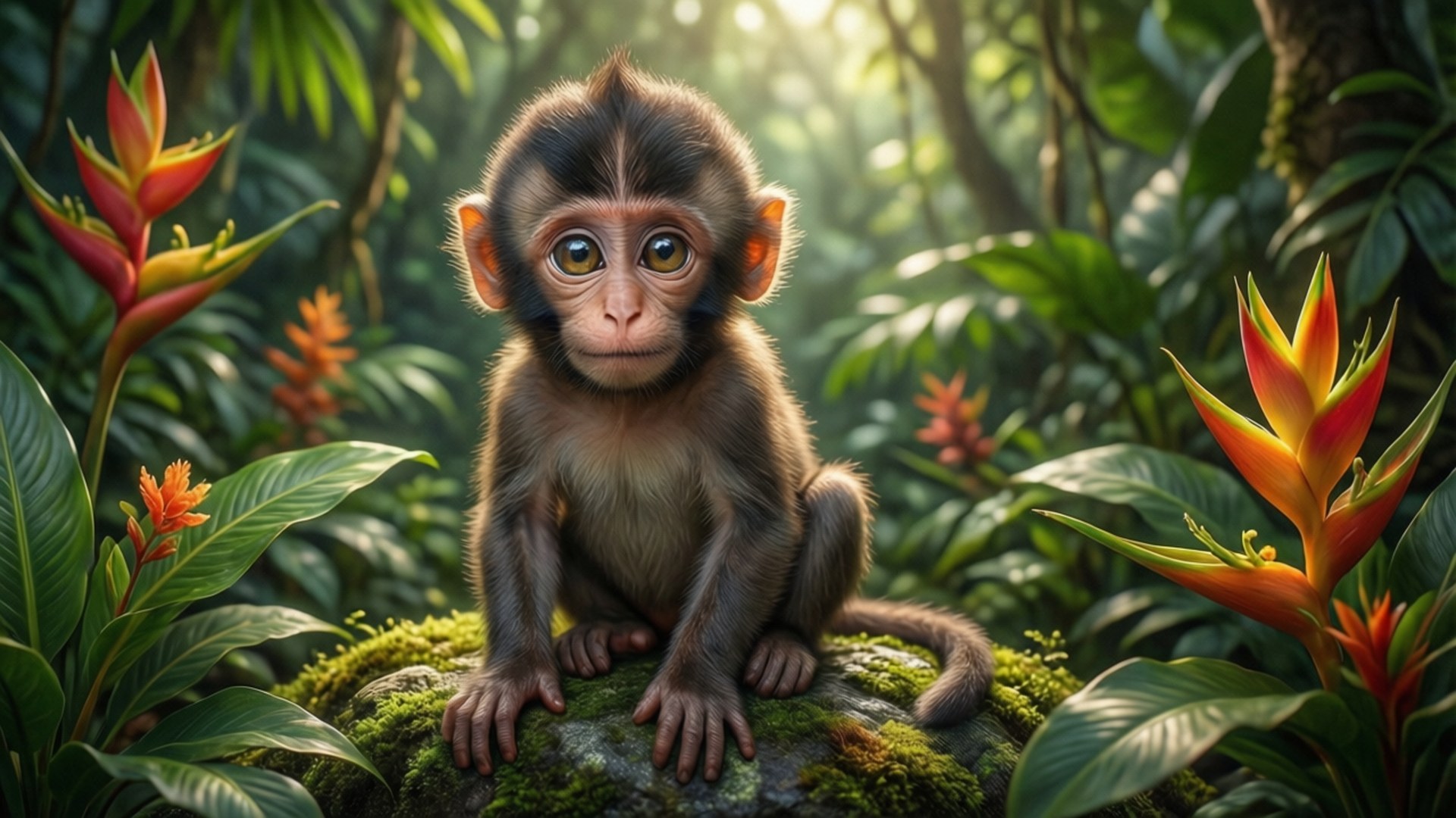Baboonaap in die Oerwoud Muurpapier
