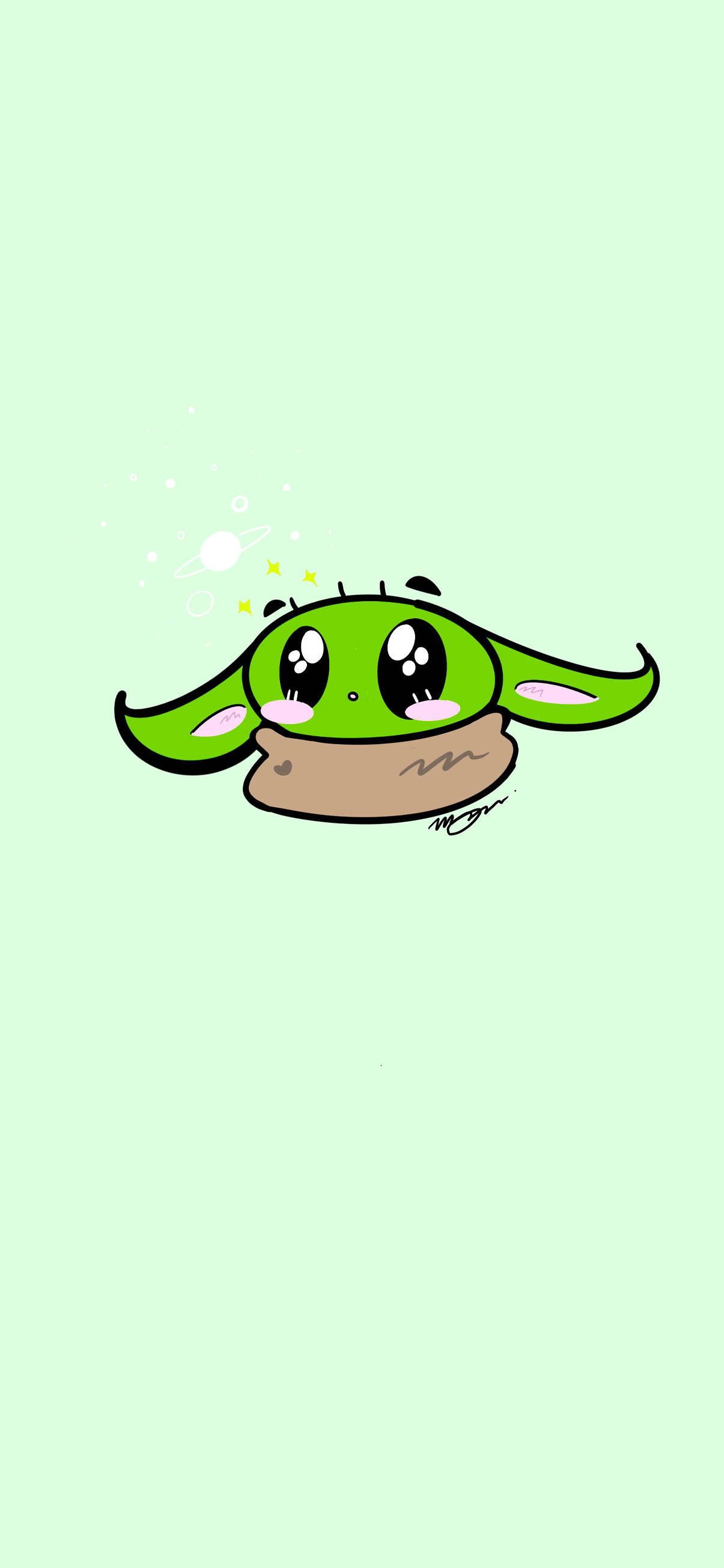 Baby Yoda Pastelgroen Muurpapier
