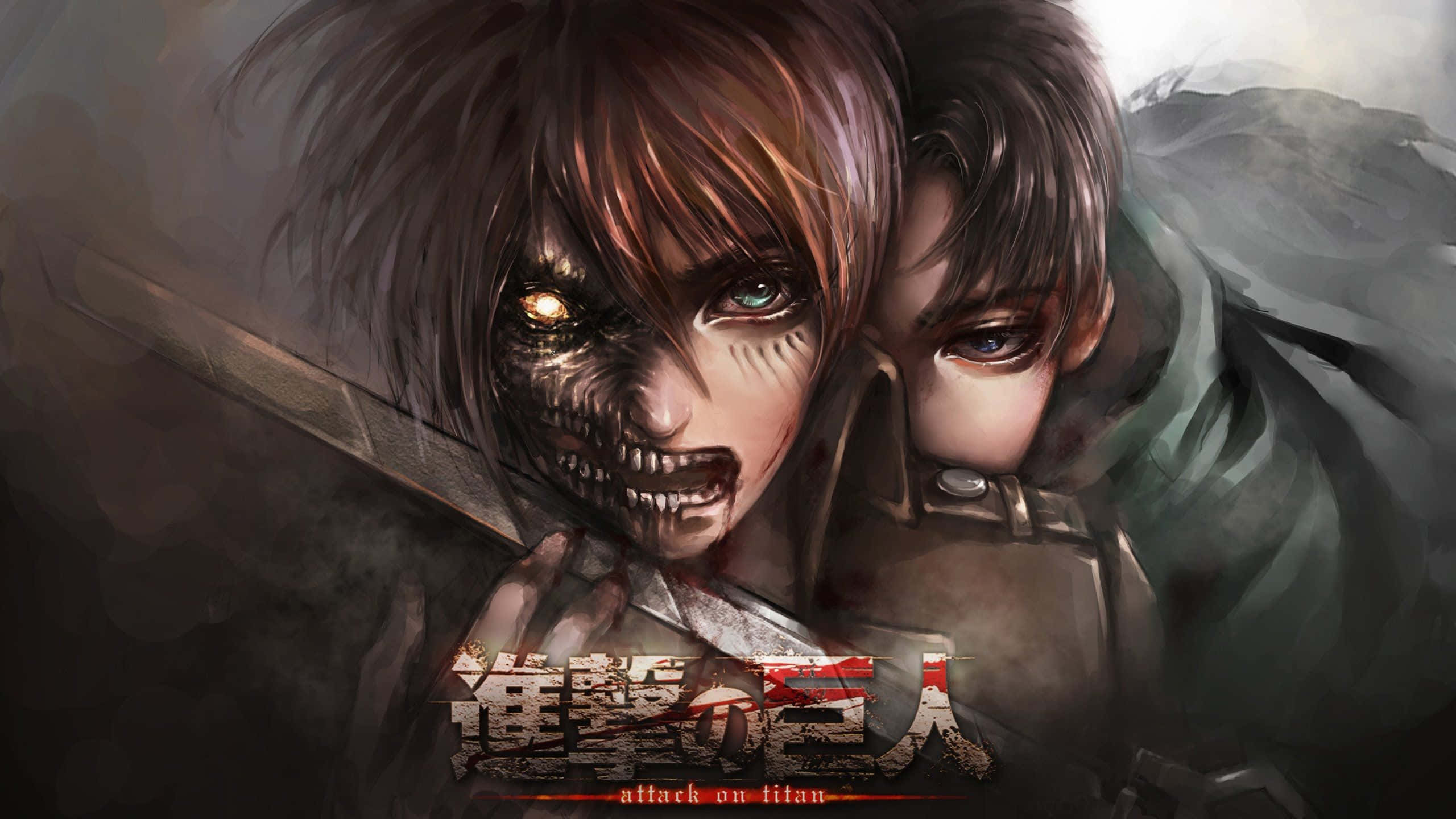 Badass Anime Eren en Levi Muurpapier