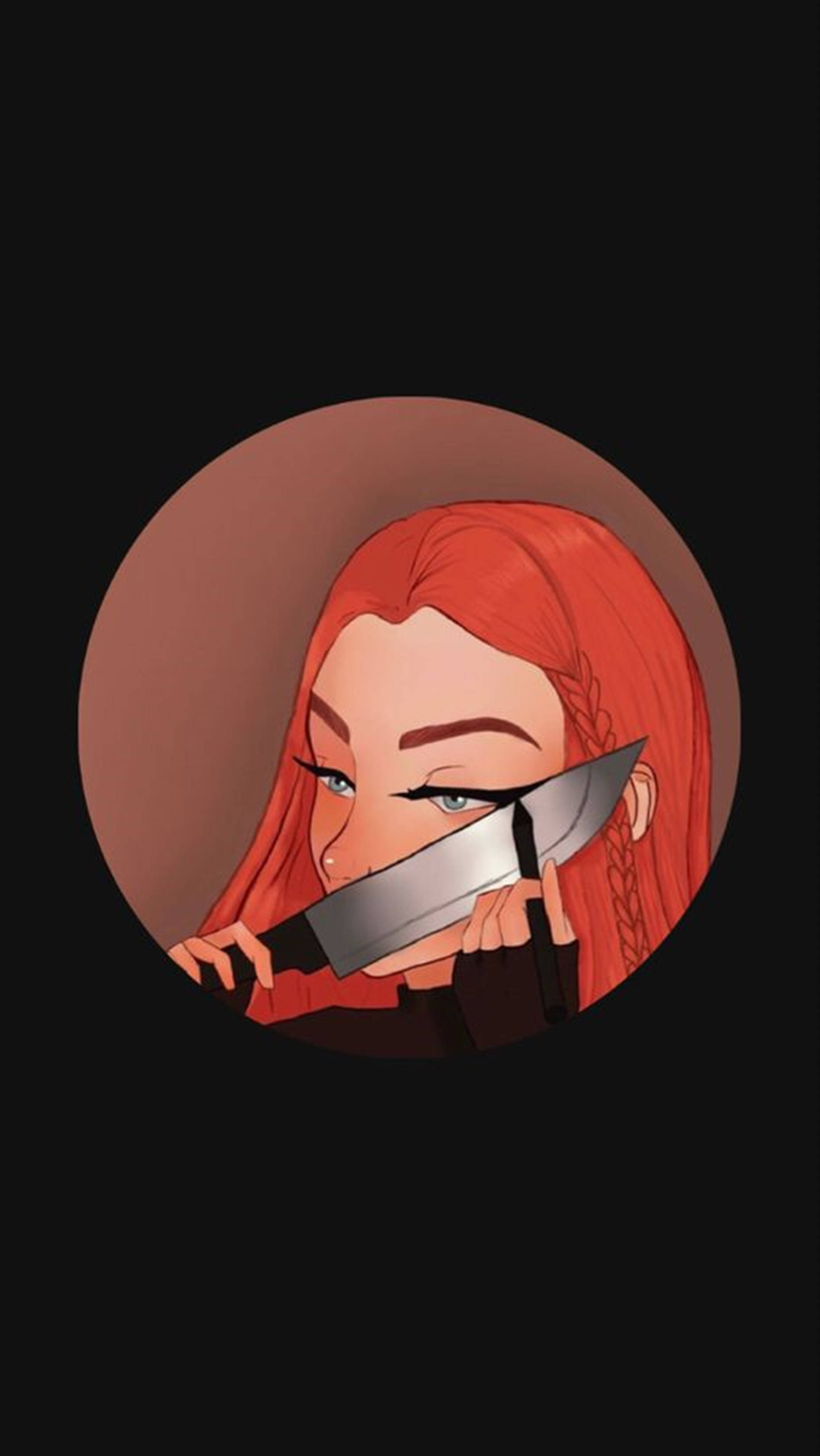 Baddie Makeup met Mes Unieke Cool PFP Muurpapier