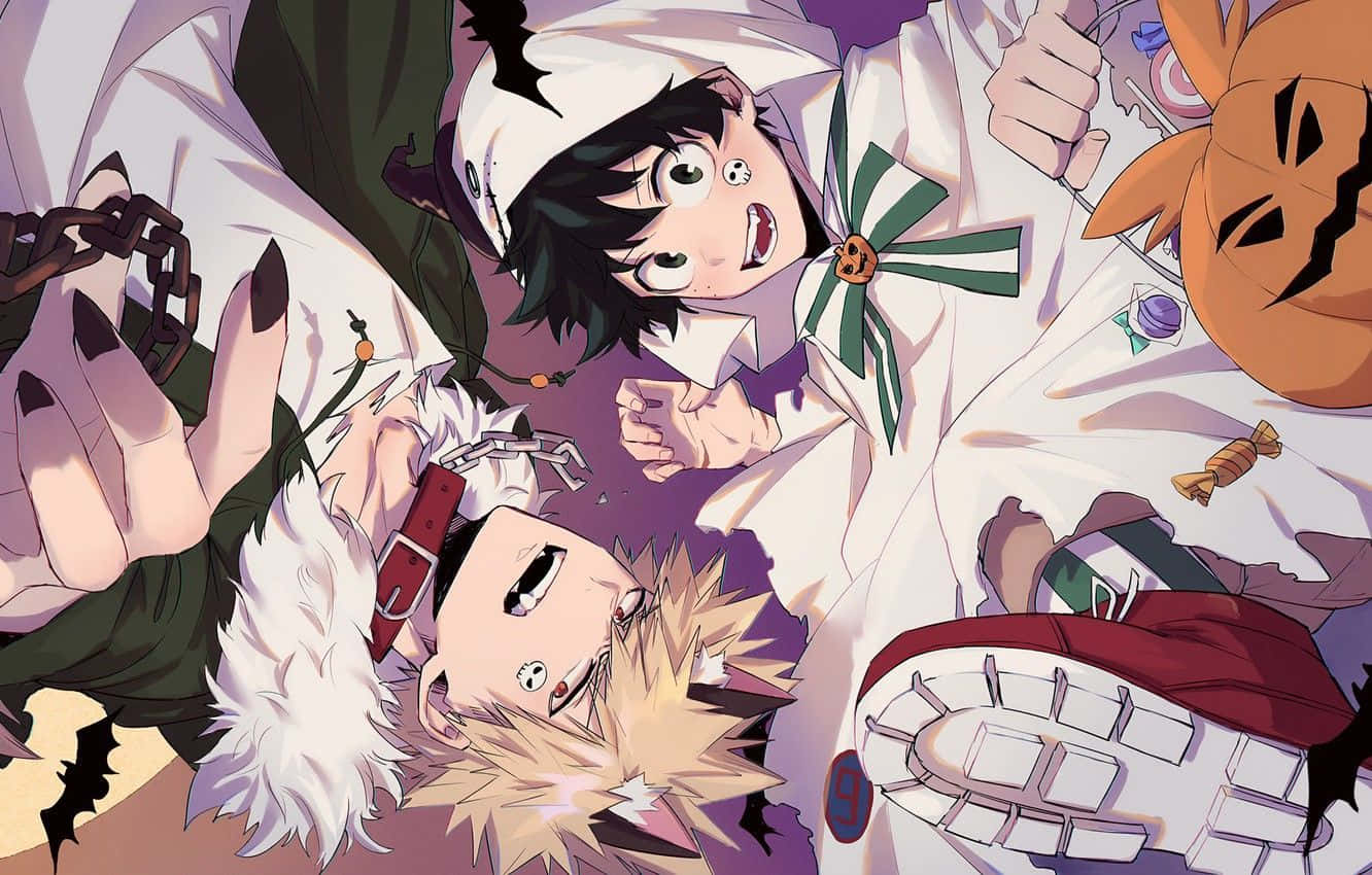 Bakugo en Izuku Midoriya My Hero Academia Halloween-kostuum Muurpapier
