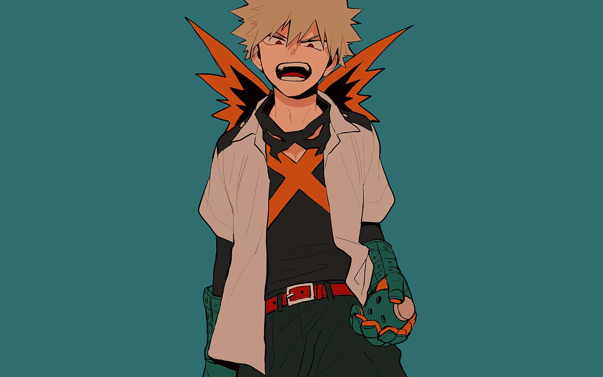 Bakugou Estetiese Rekenaar Agtergrond Groen Muurpapier