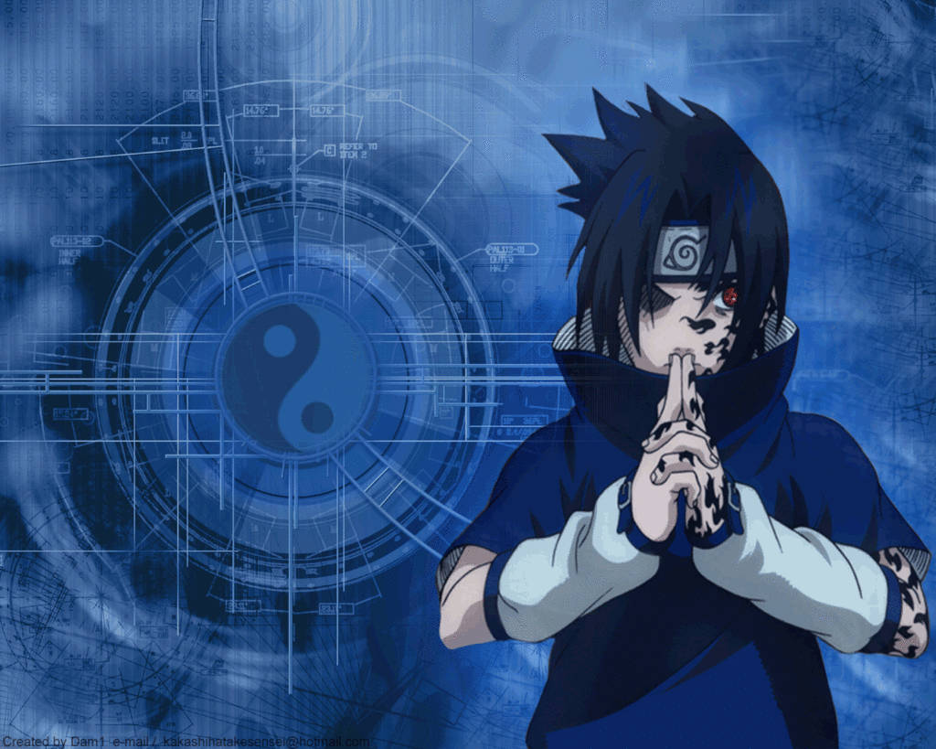 Yin-yang vrylating deur jong Sasuke Uchiha behangpapier.
