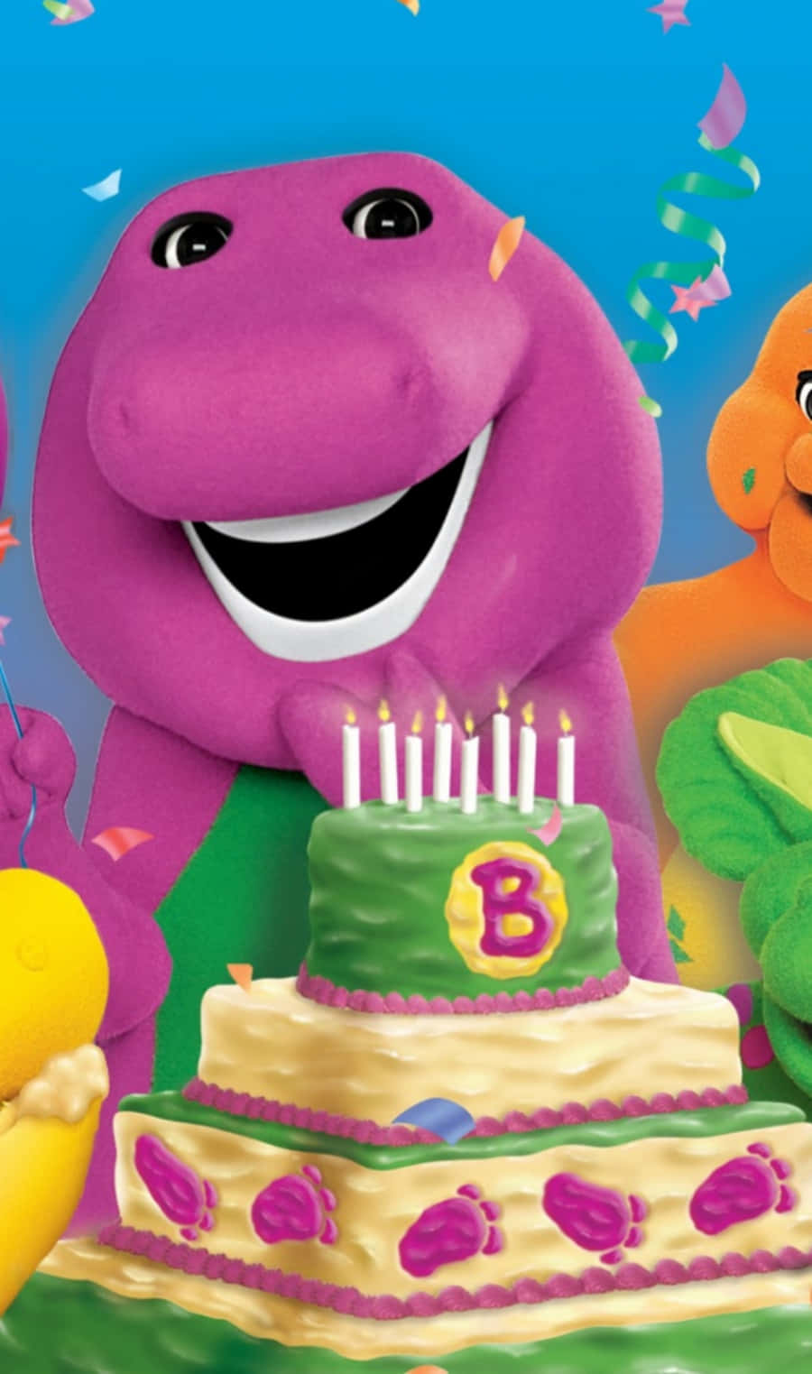 Barney inspireer towerkrag, vreugde en geluk Muurpapier
