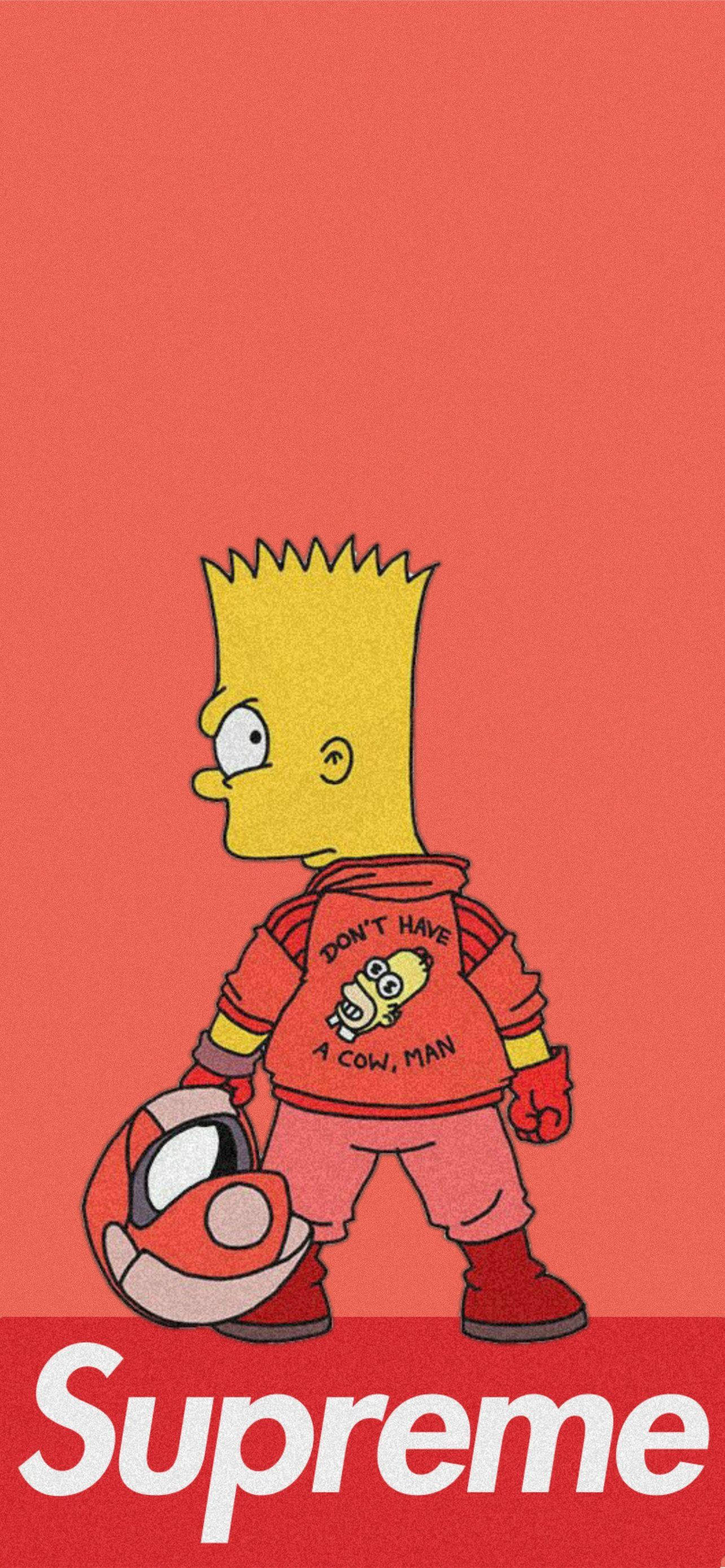 Bart Simpson Oranje Supreme Muurpapier