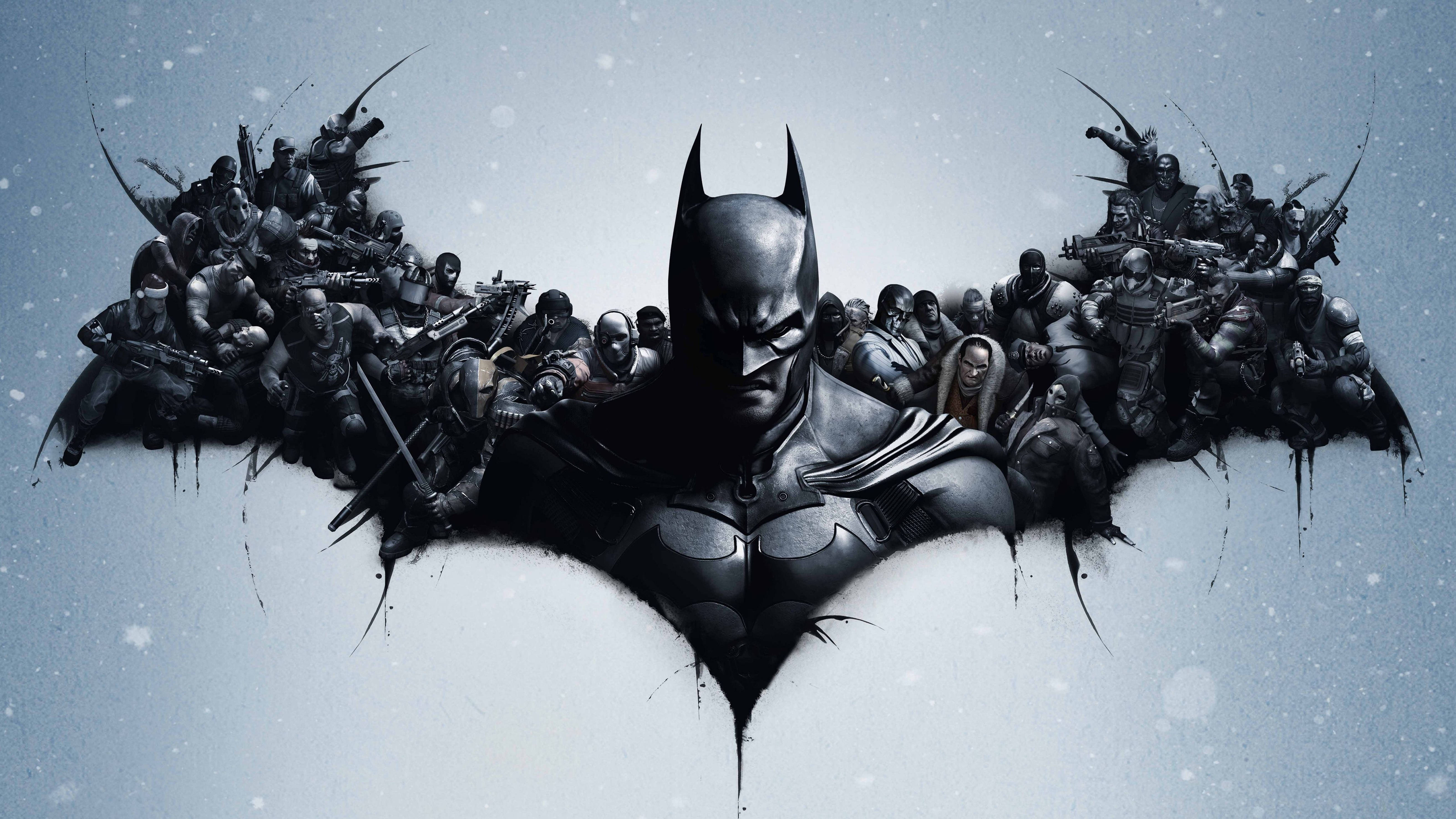Batman Artistieke Logo Arkham City 4K Muurpapier