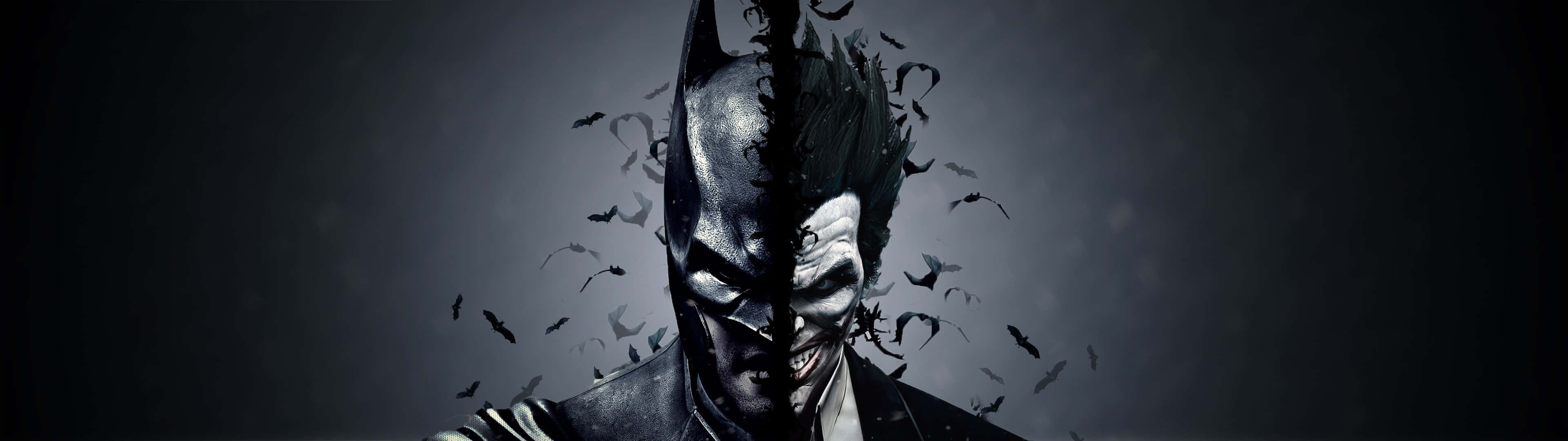Batman en Joker Koel Dubbelskerm Illustrasie Muurpapier