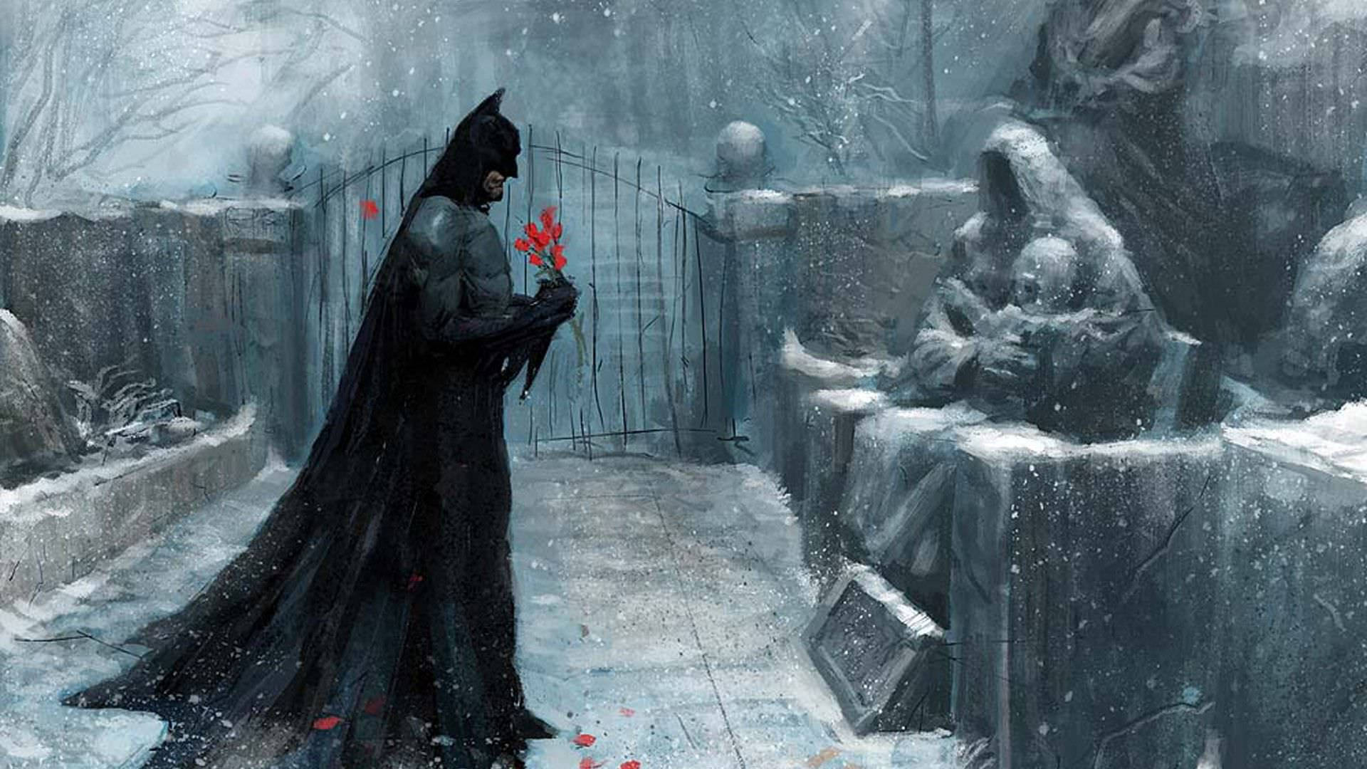 Batman in begraafplaas skildery agtergrond