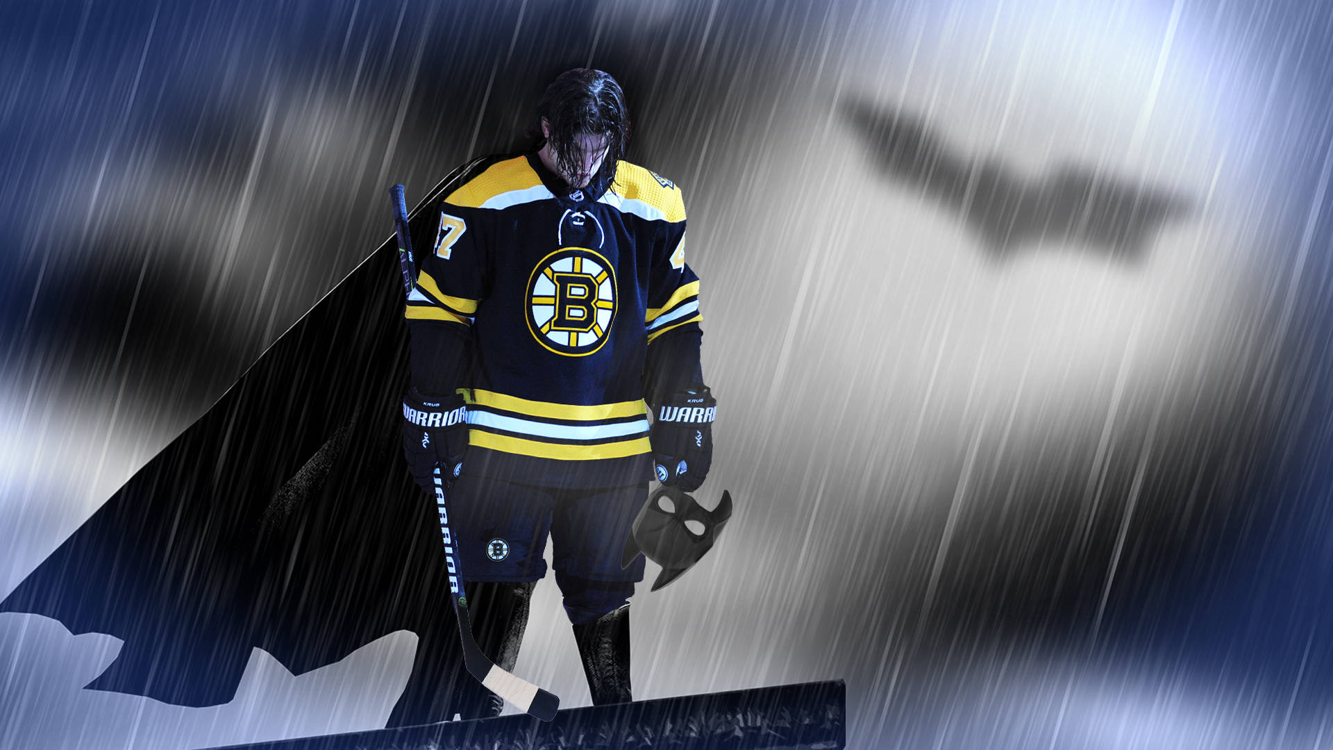 Batman in Torey Krug se Boston Bruins-klere Muurpapier