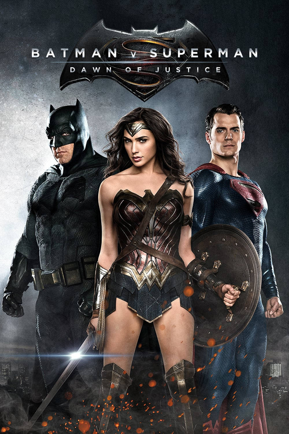 Batman V Superman Dawn of Justice-plakkaat met Wonder Woman Muurpapier