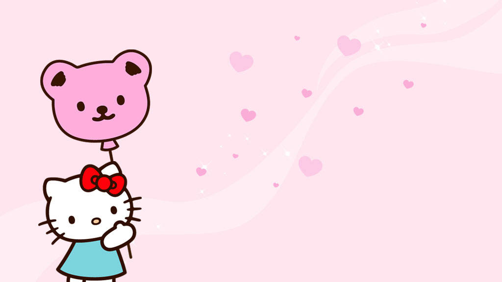 Bear Balloon Hello Kitty Estetika Muurpapier