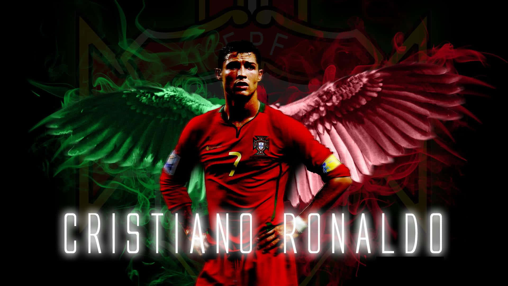 Beeld Cristiano Ronaldo in Aksie op die Sokkerveld Muurpapier