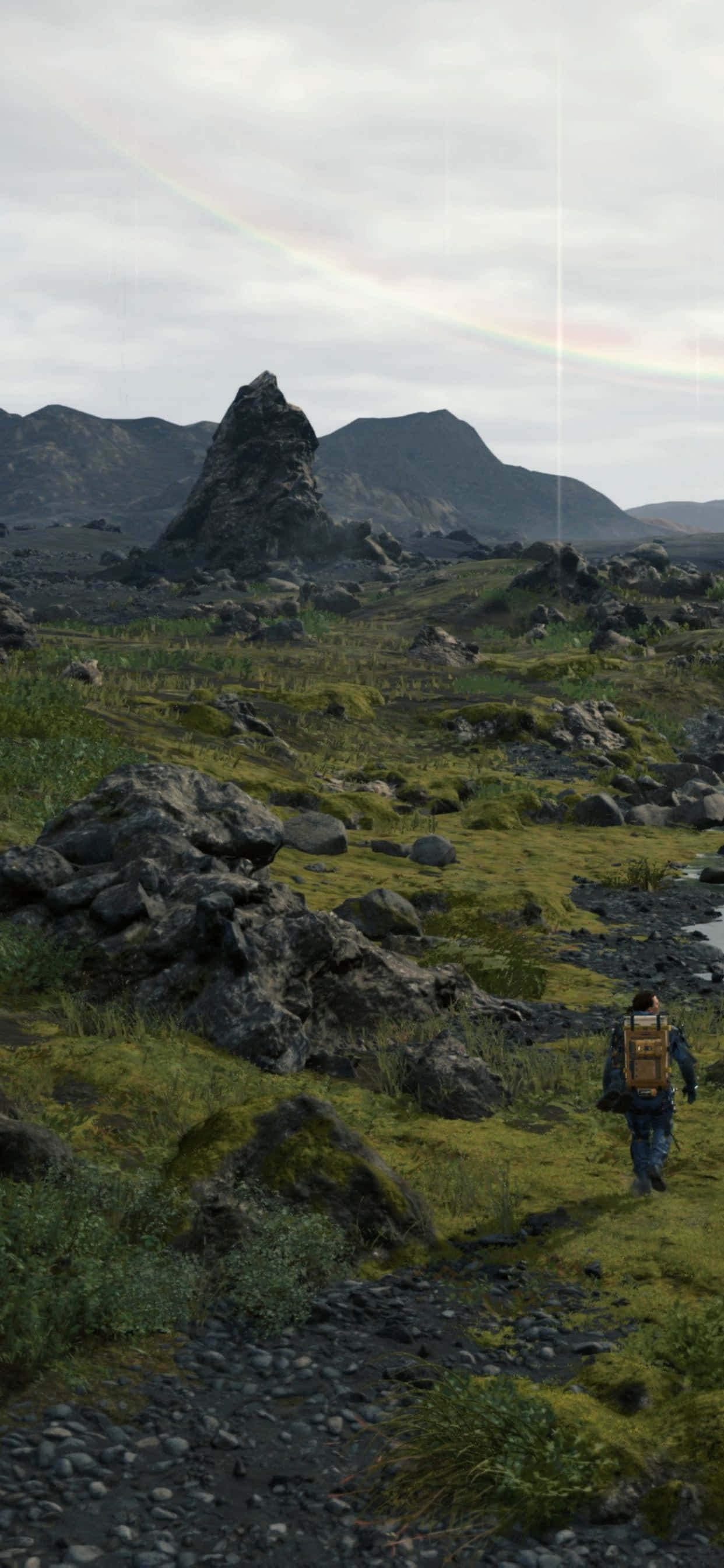 Beeld Geniet van die Aksiebelaaide Avontuur van Death Stranding op jou iPhone Xs Max Muurpapier