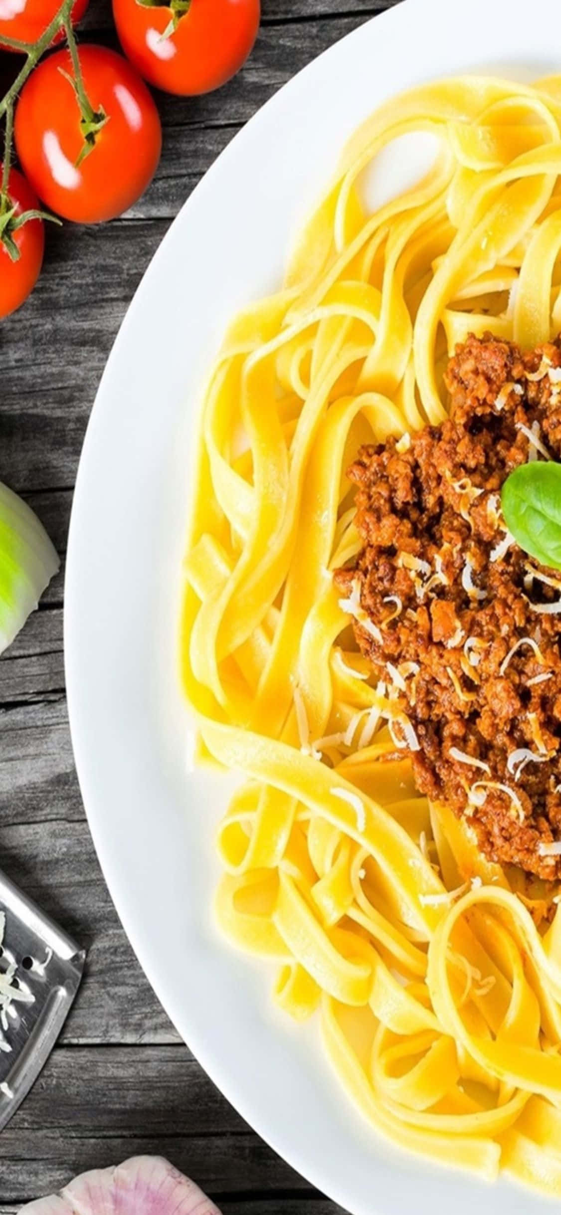 Beeld 'n Bord vars pasta met kruie en speserye Muurpapier