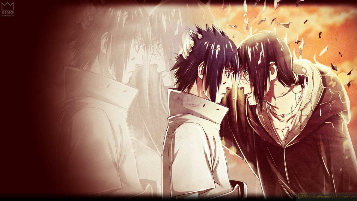 1191x670 Sasuke x Itachi-agtergrond