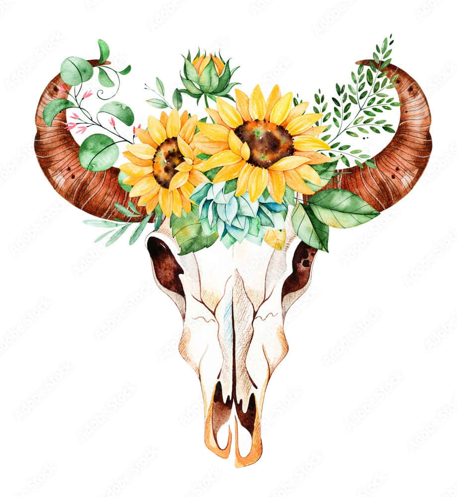 Beeskop met Blomkroon Muurpapier