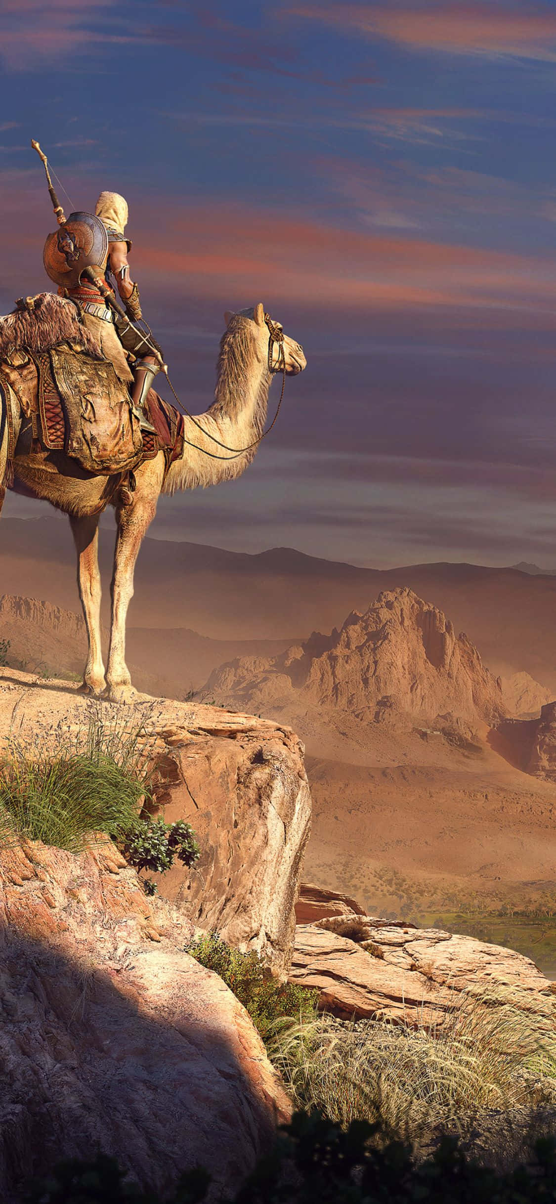 Beheers die slagveld met die iPhone X en Assassin's Creed Origins Muurpapier