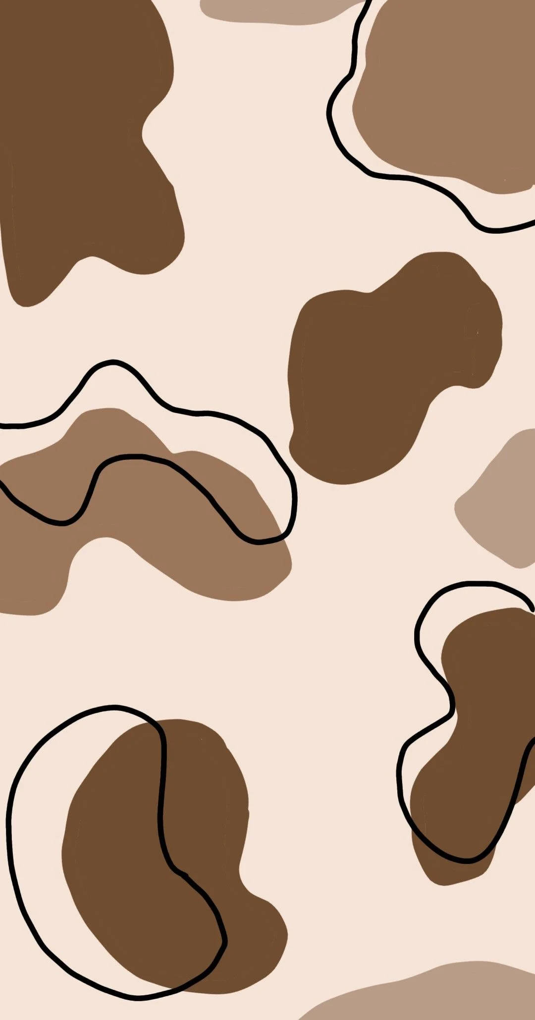 Beige Bruin Estetiese Koei Kuns Muurpapier