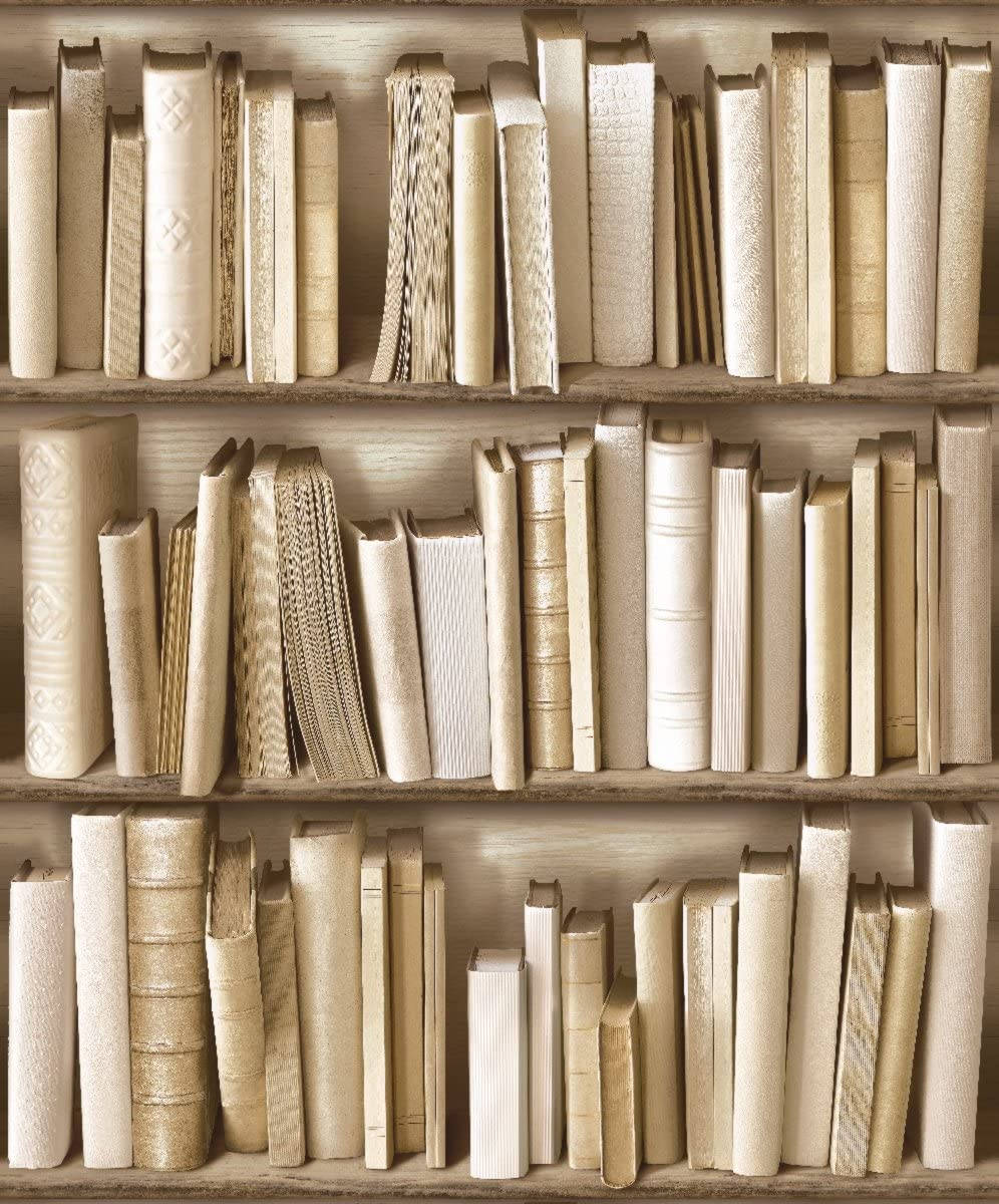 Beige Bruin Estetiese Boeke Muurpapier