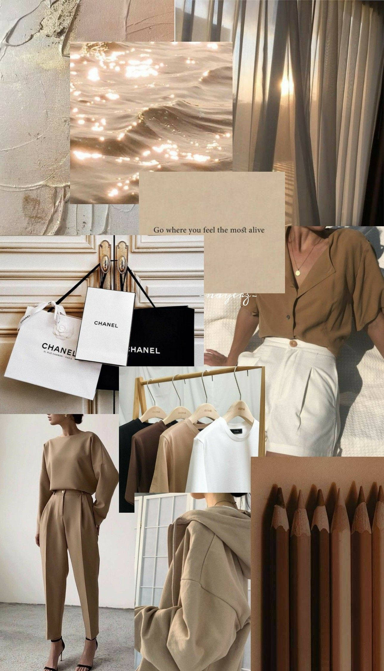 Beige Bruin Estetiese Vrouefavoriet Muurpapier