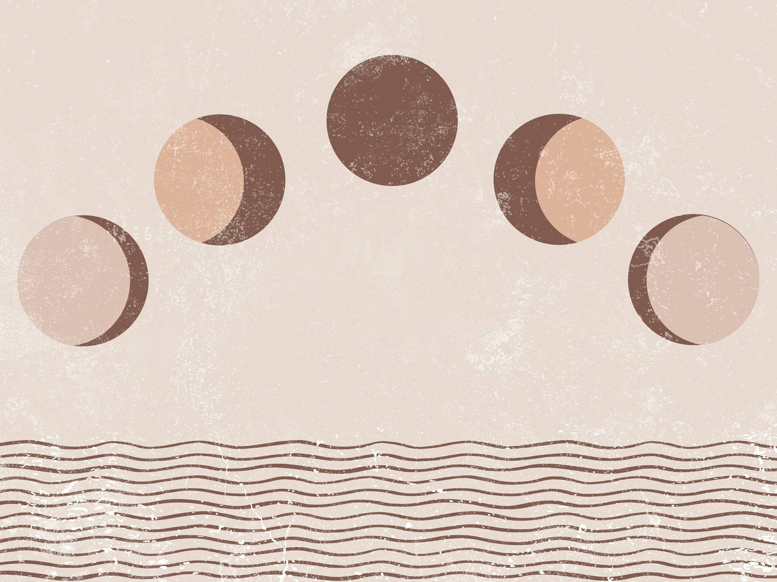 Beige Estetiese Sirkelpatrone Muurpapier