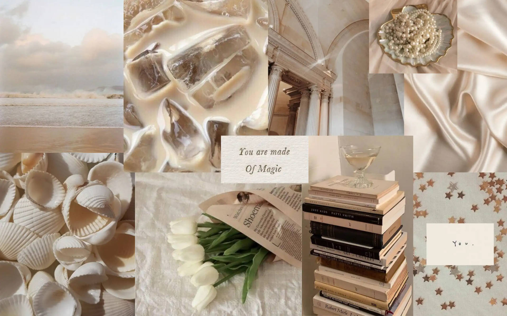 Beige Estetiese Skootrekenaar Dinge Agtergrond — Beige estetiese GIF Muurpapier