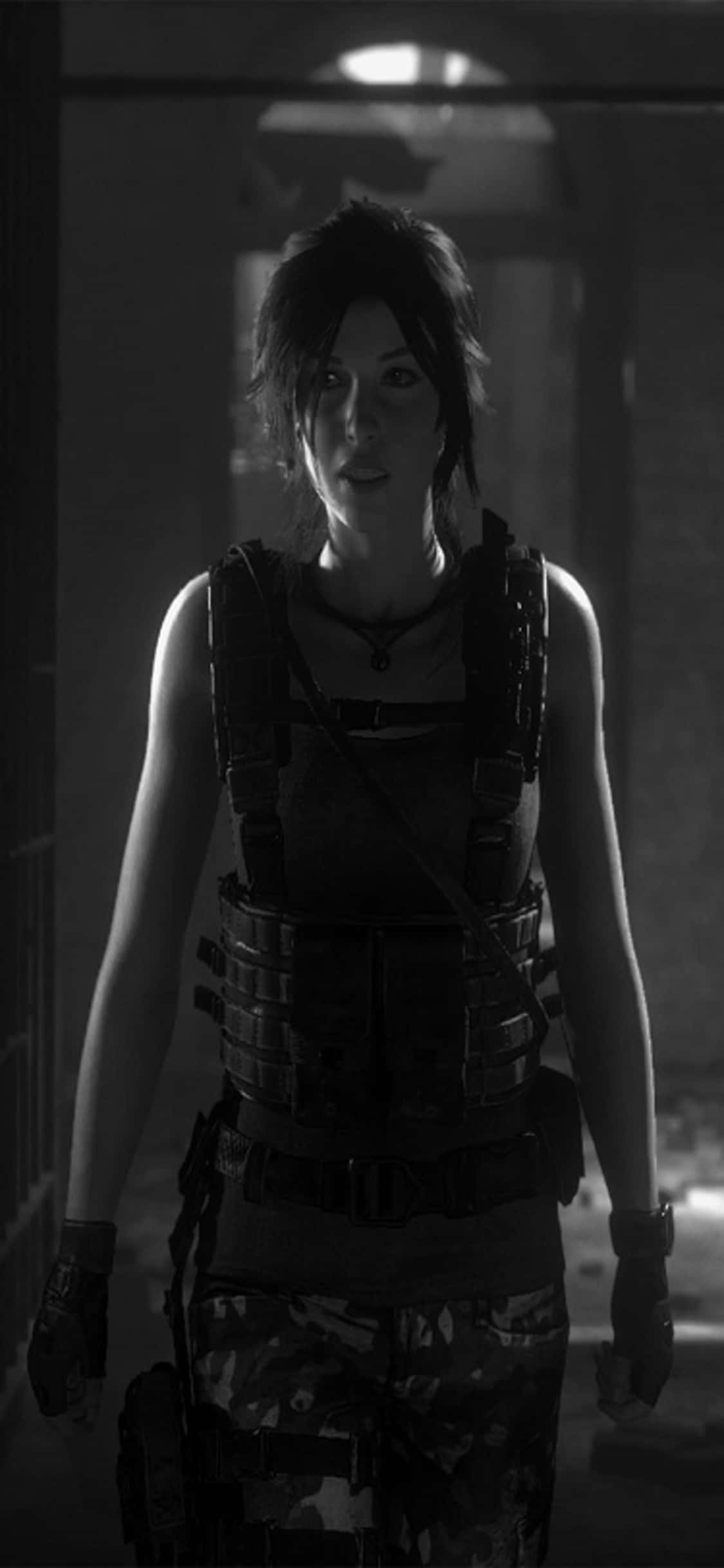 Beleef die adrenalienstormloop van Shadow Of The Tomb Raider op jou iPhone X Muurpapier