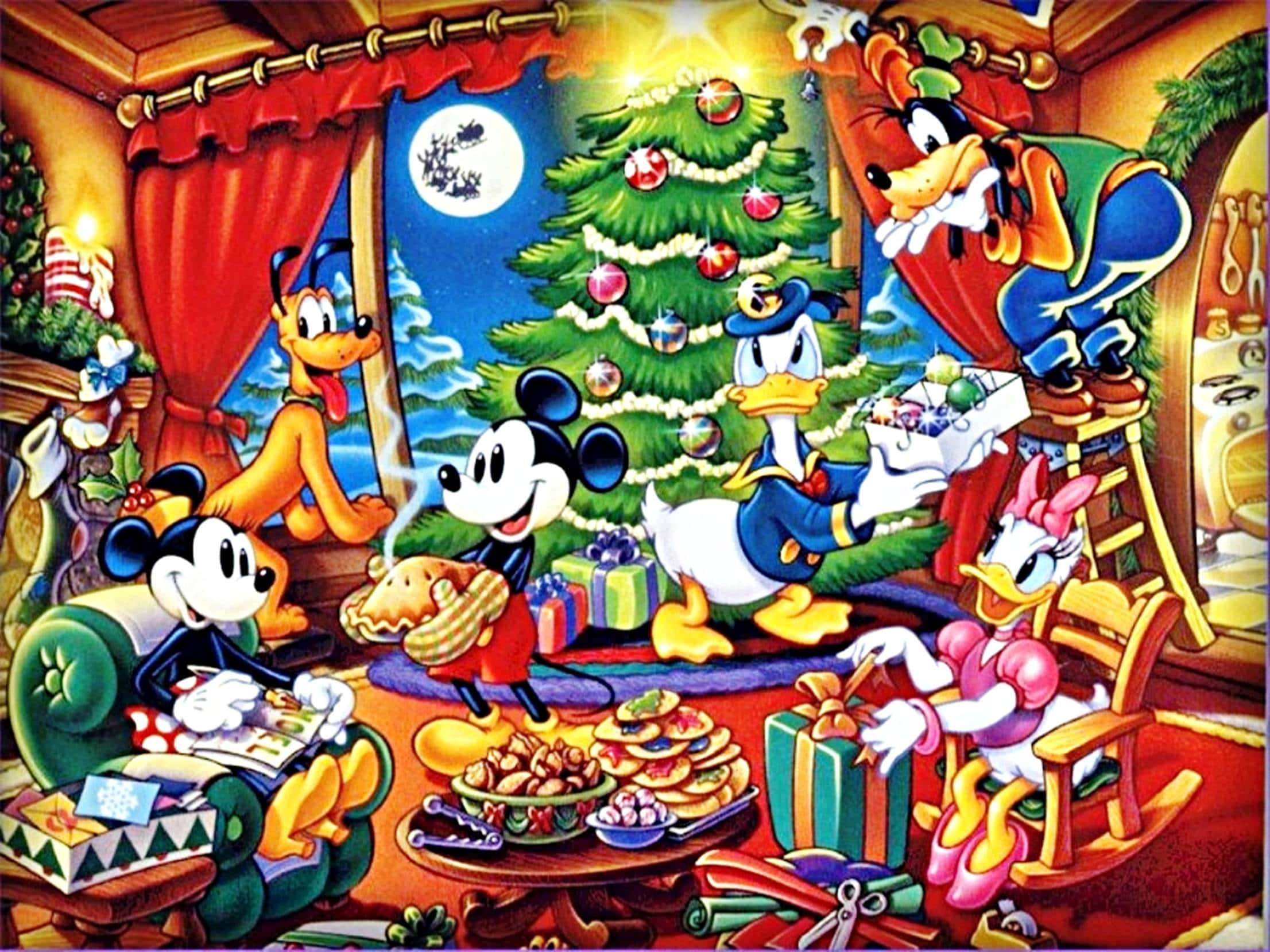Beleef die magie van 'n Disney Kersfees Muurpapier