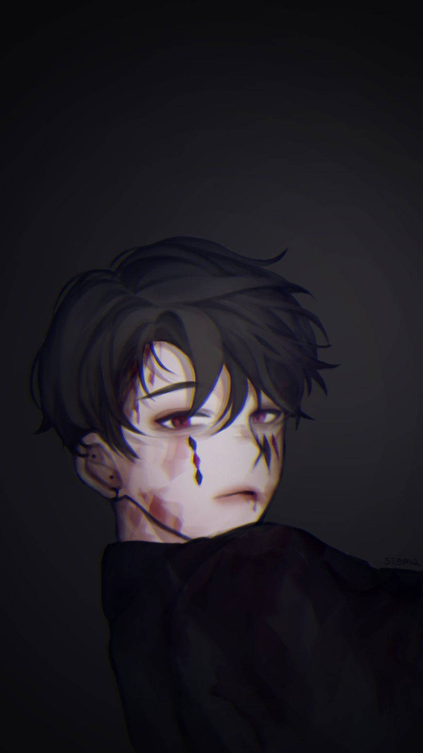 Beseerde Seun Edgy Anime Profielfoto Muurpapier