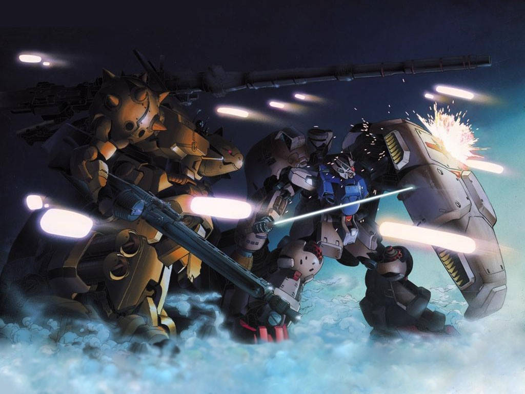 Beskerm en Aanval Mobiele Pak Gundam Muurpapier