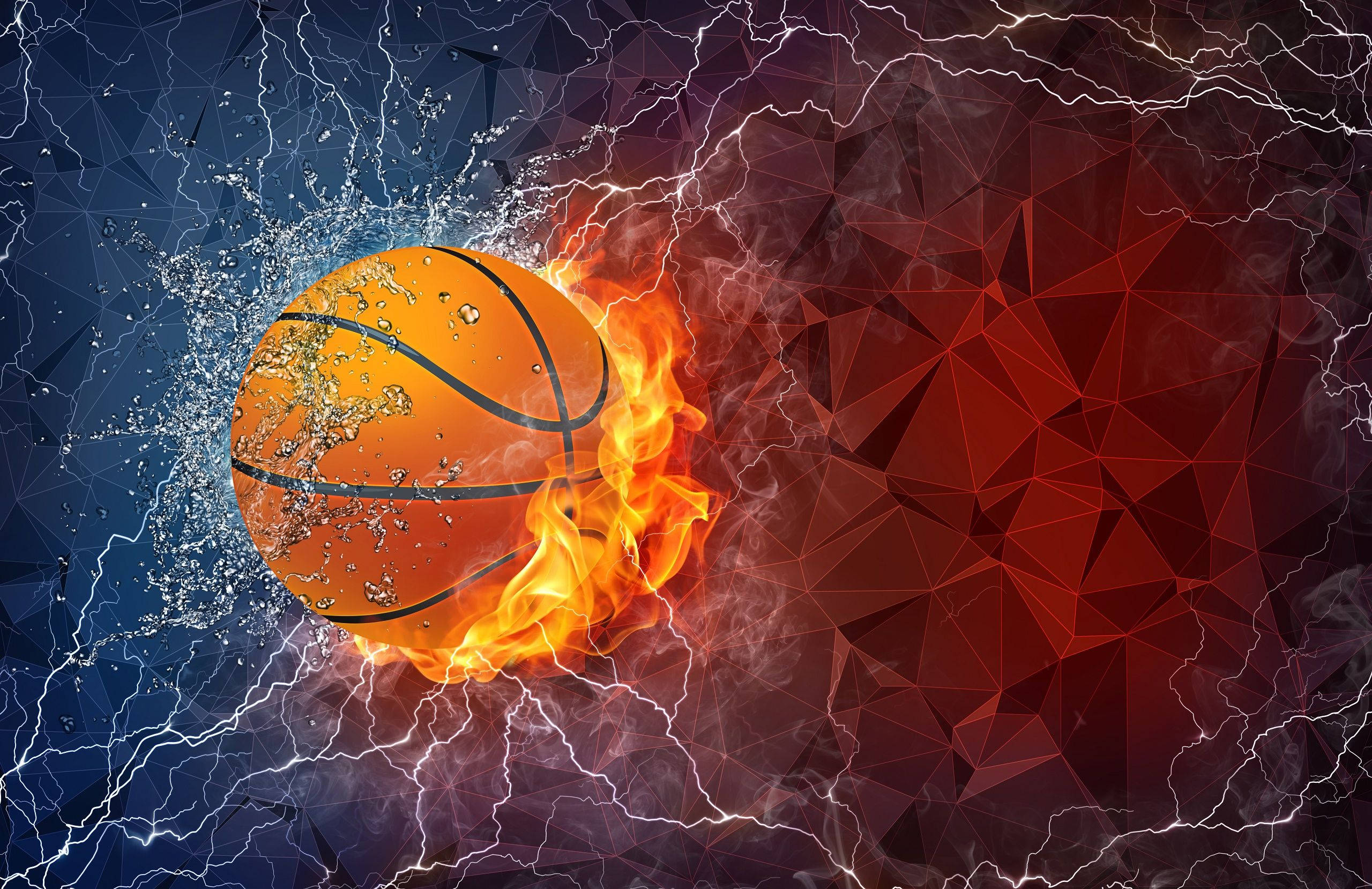 Beste Basketbal Vlam en Weerlig Muurpapier