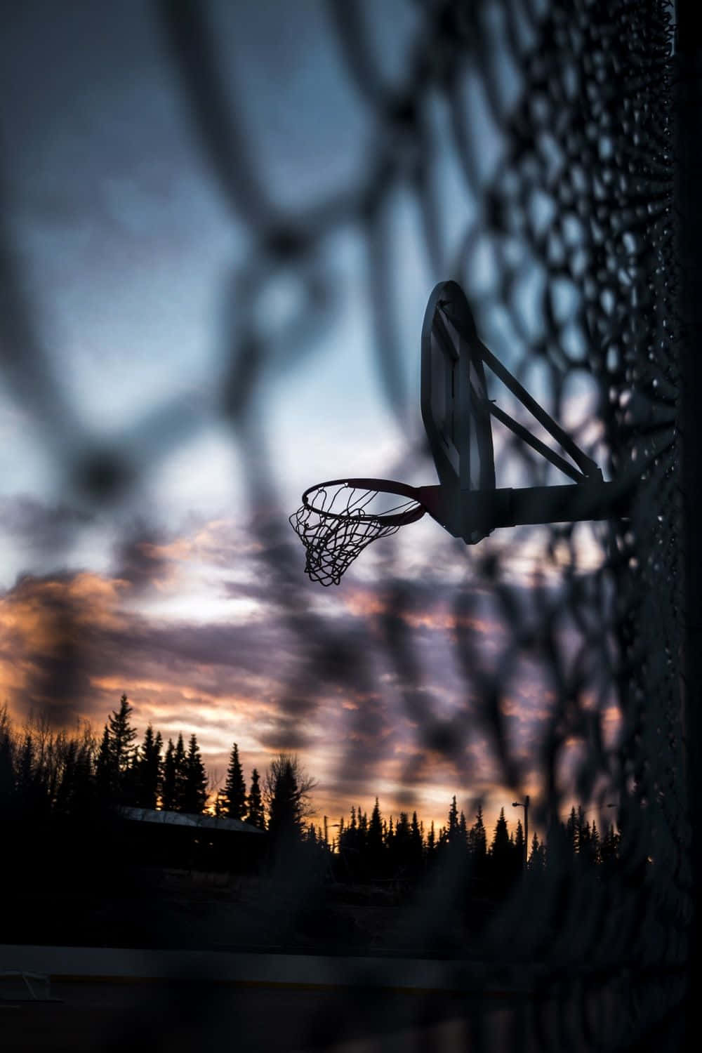 Beste Basketsbaan Met Randeuvel-agtergrond Muurpapier