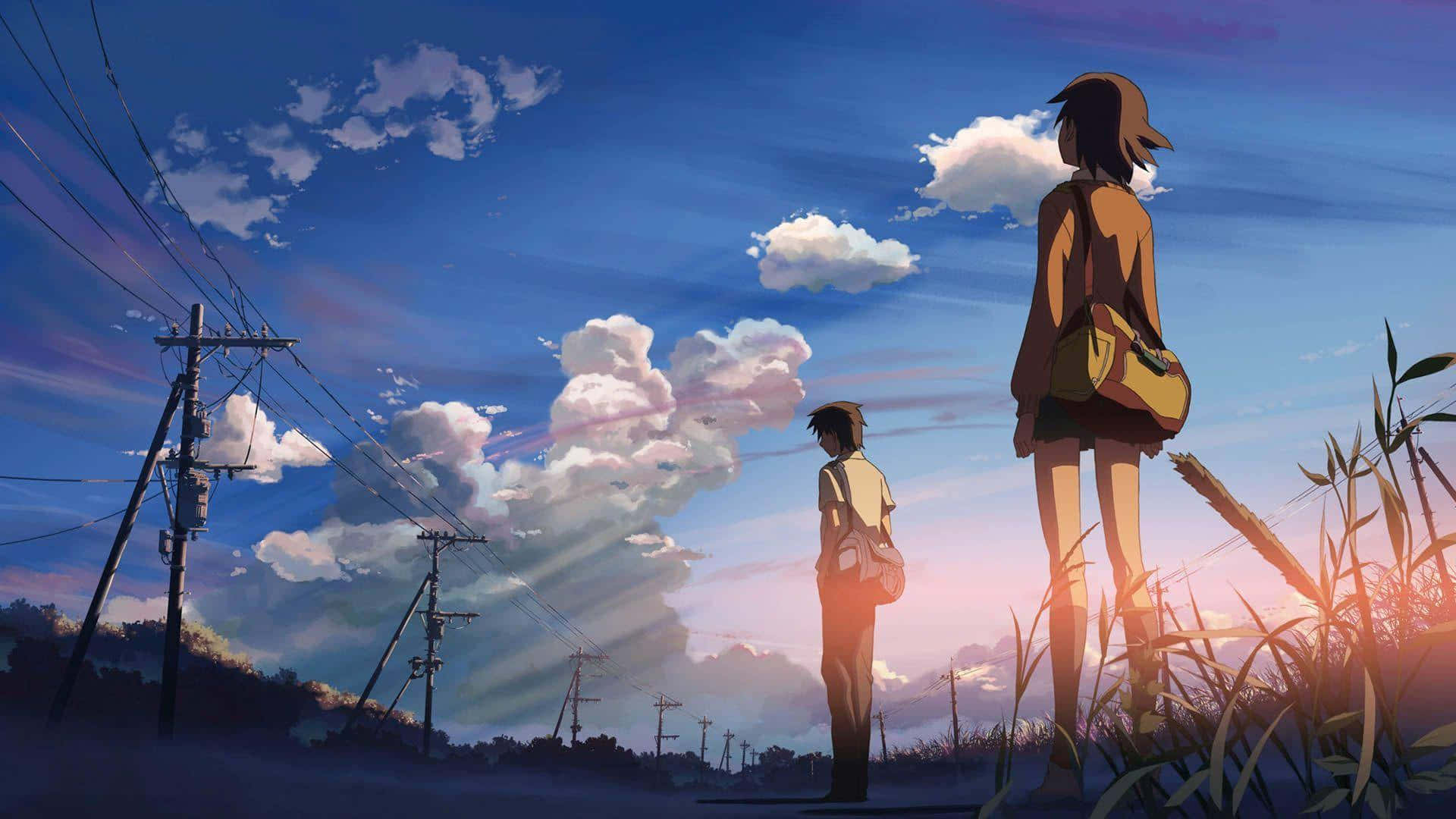 Betowerende Anime Natuurlewe teen Skemer Muurpapier