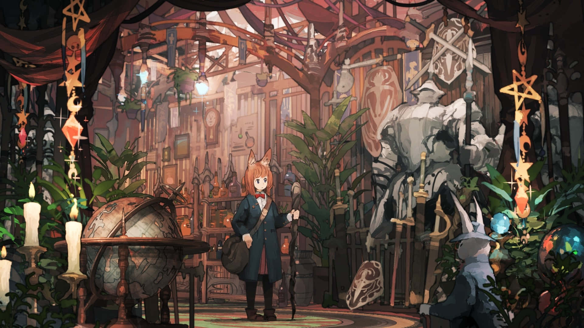 Betowerende Estetika van Anime-agtergrond Muurpapier